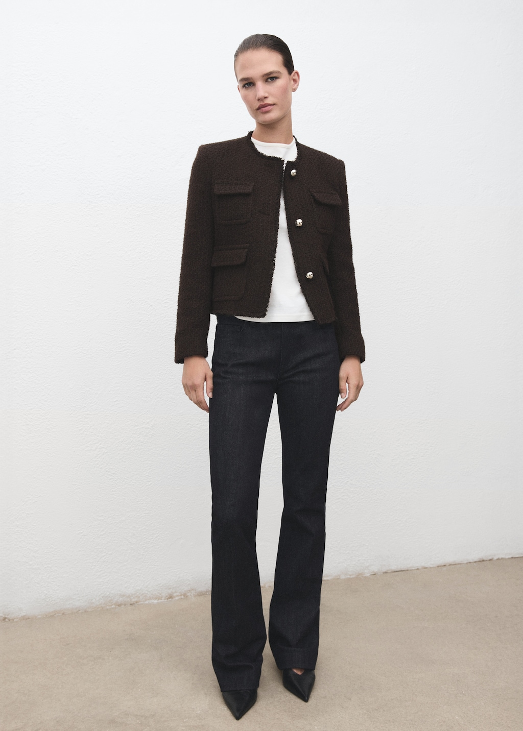 Tweed jacket with frayed ends