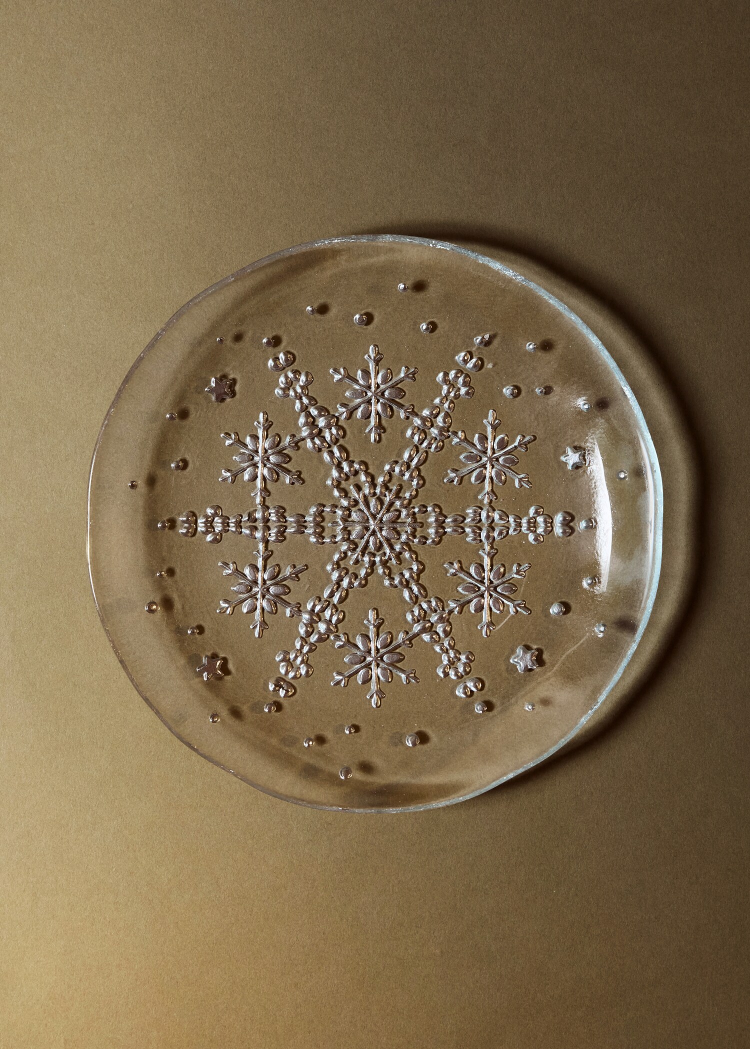 Dessertteller aus Glas mit Schneeflockenmotiv - Allgemeine Ansicht