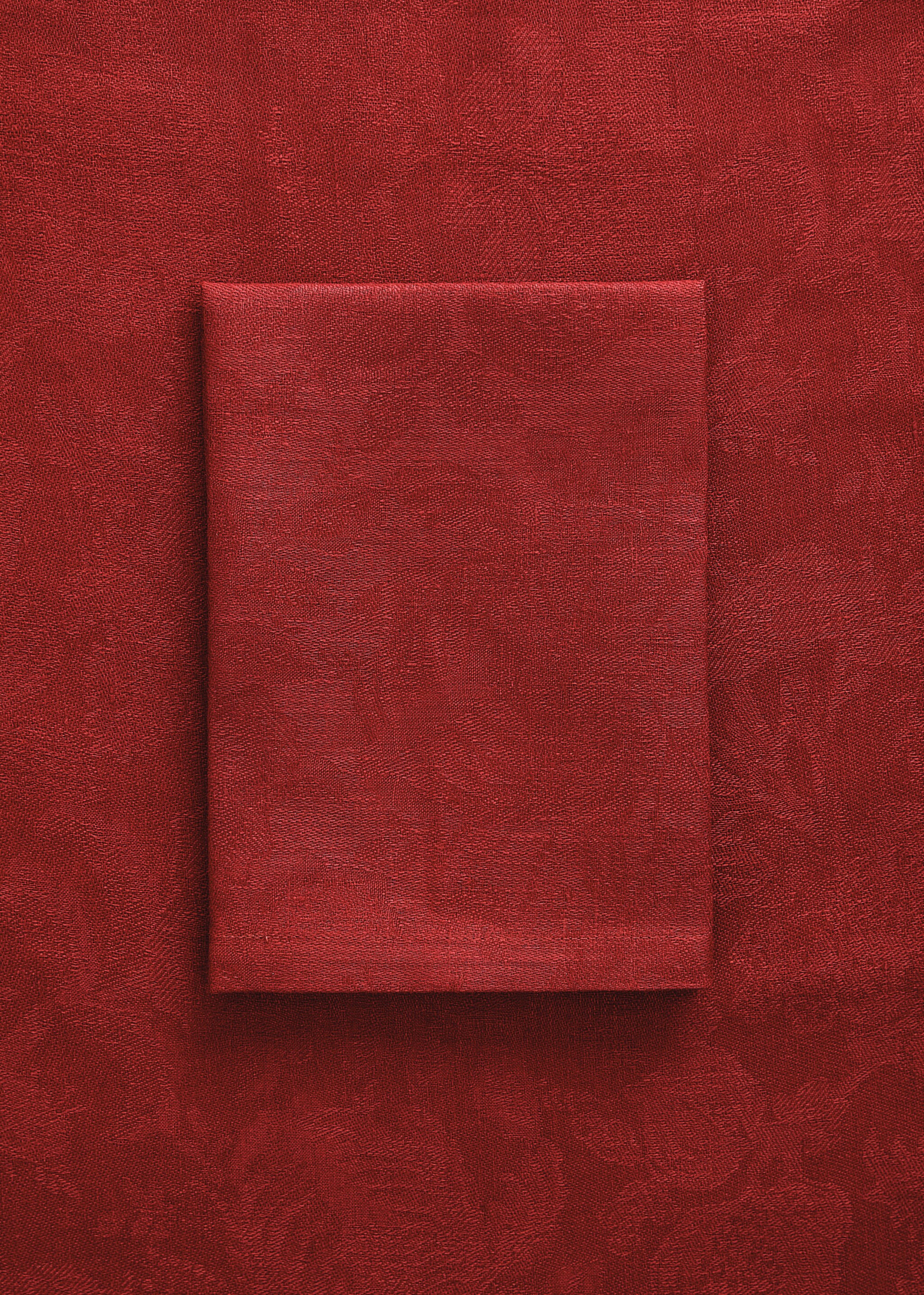 Jacquard linen floral napkin - General plane, Red. Ref: 17077782-00.