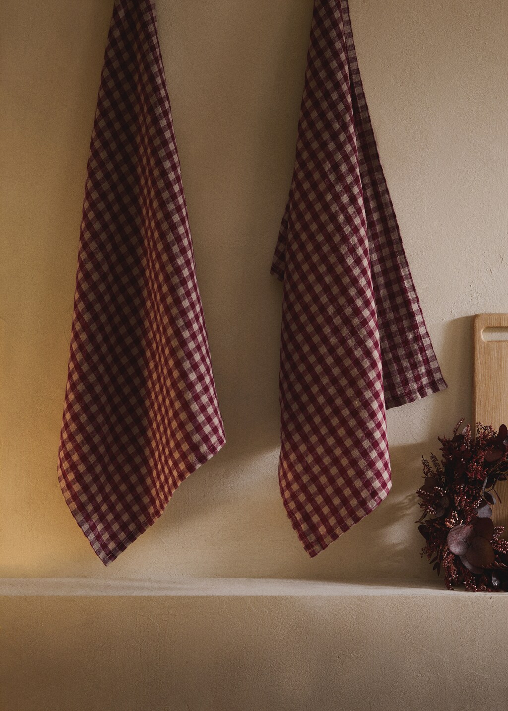 Linen fabric with gingham check