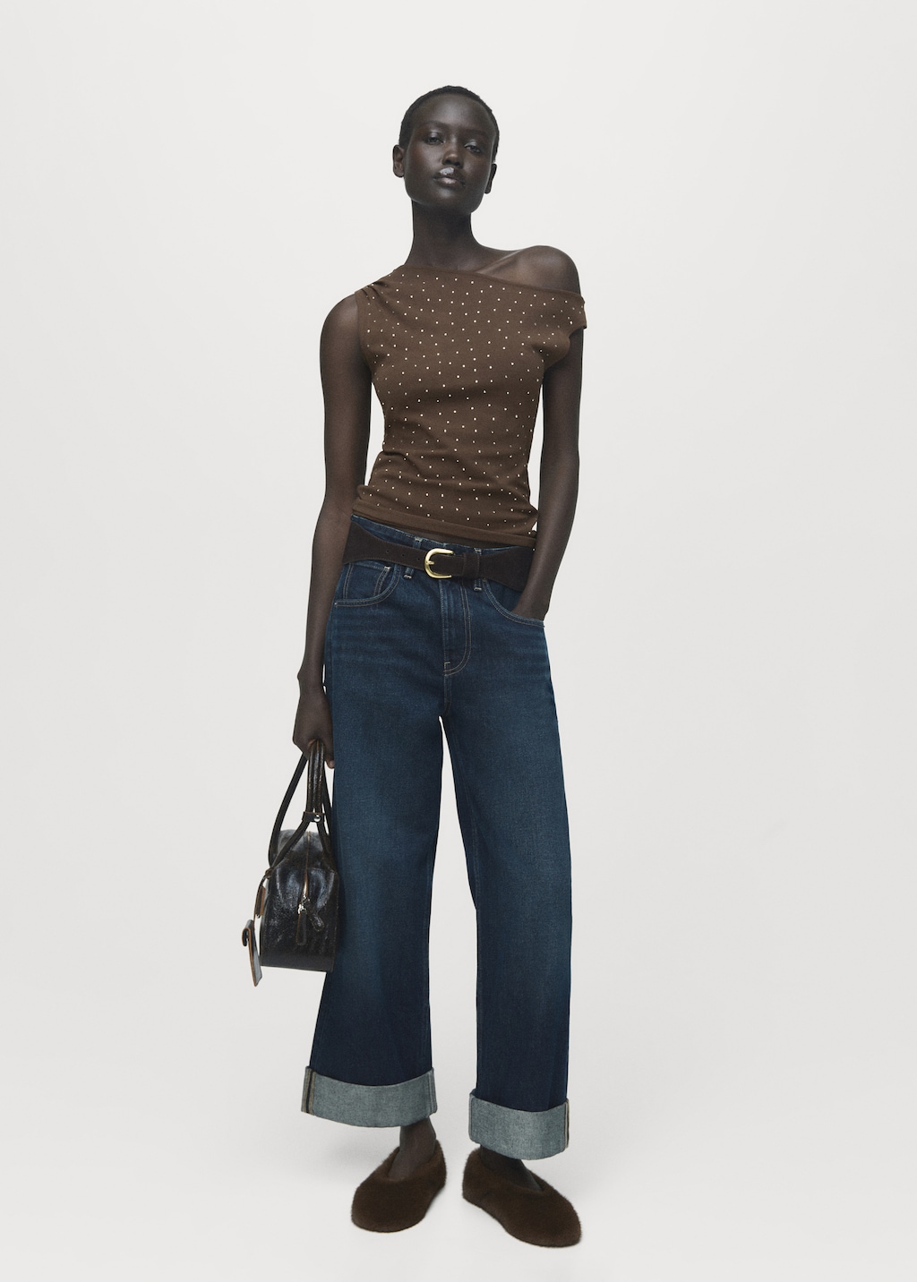 Asymmetrical top with rhinestones