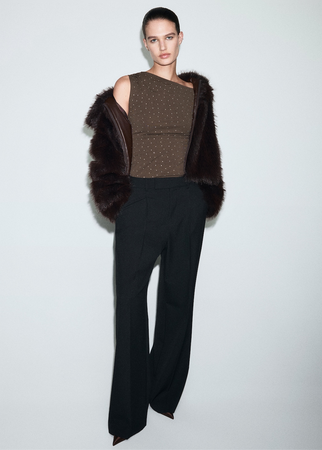 Asymmetrical top with rhinestones