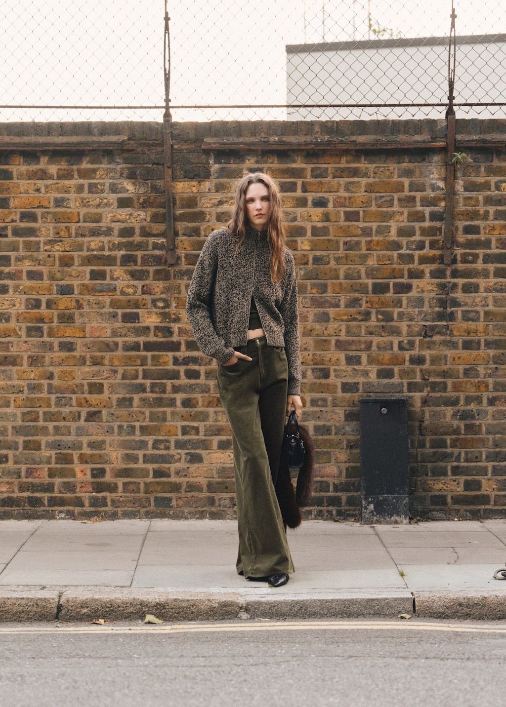 Speckled zip-up cardigan