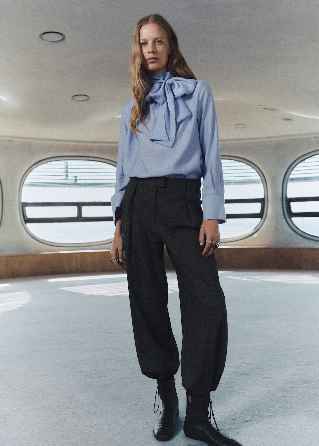 Textured blouse with foulard