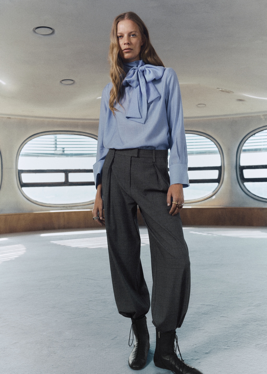 Textured blouse with foulard