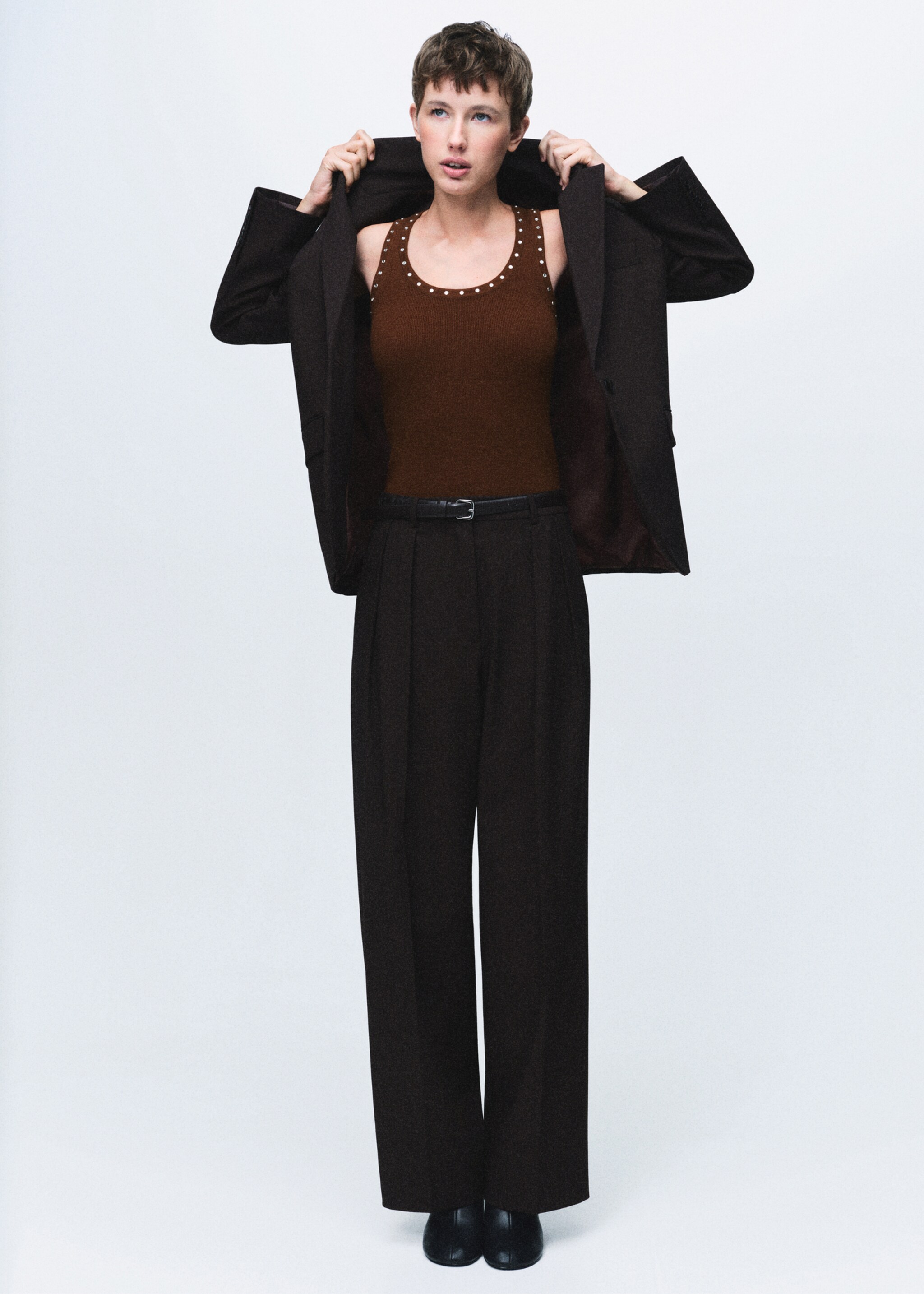 Knitted top with studs - General plane, Brown. Ref: 17077812-00.