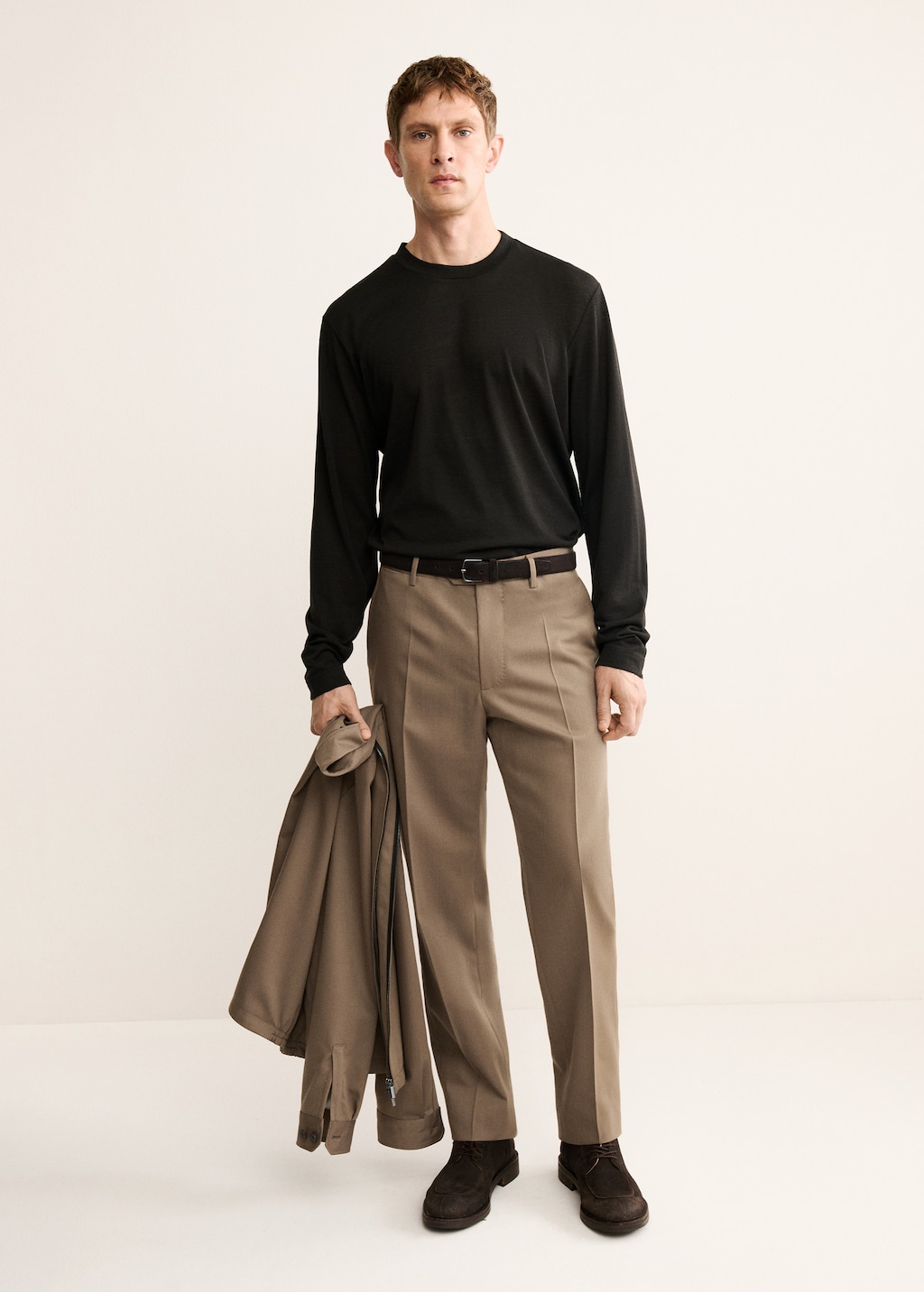 Slim-fit wool-blend t-shirt