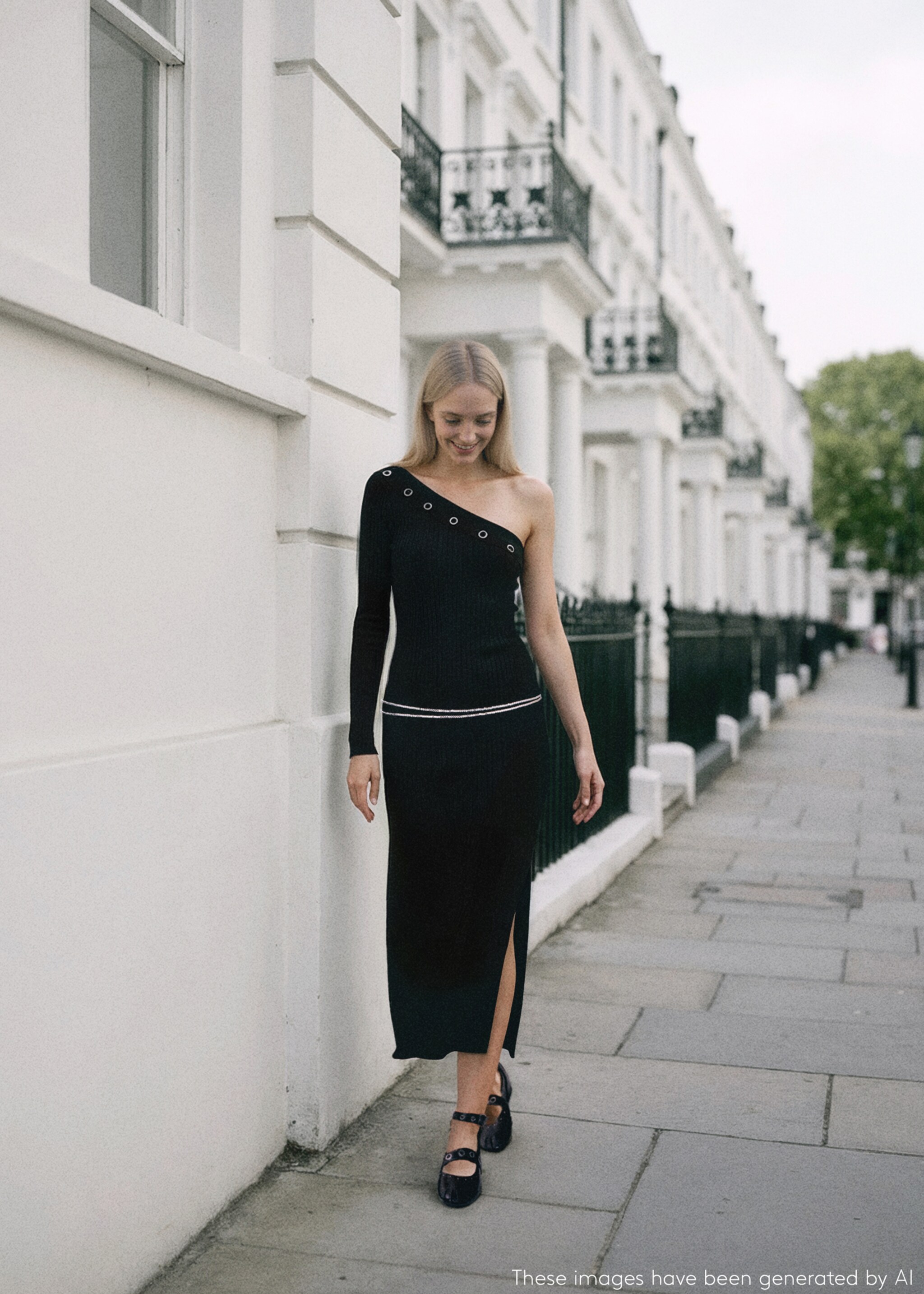 Asymmetrical studded dress - General plane, Black. Ref: 17078269-00.