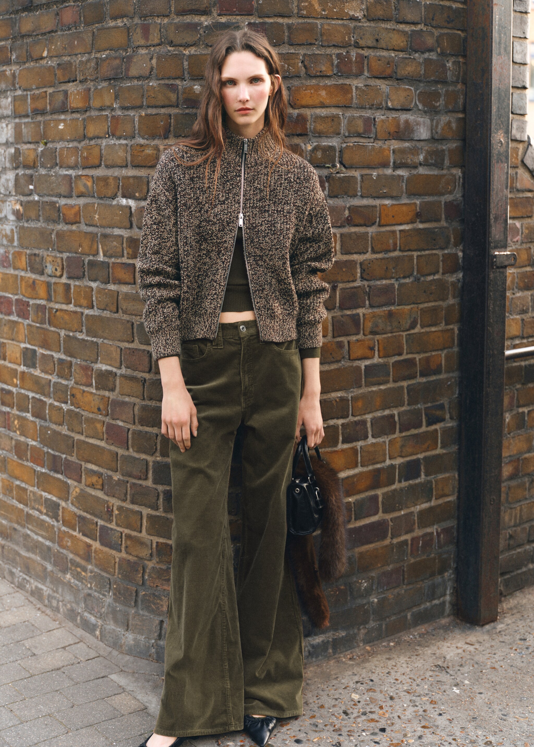 Jeans pana wide leg - Plano general, Khaki. Ref: 17079093-00.