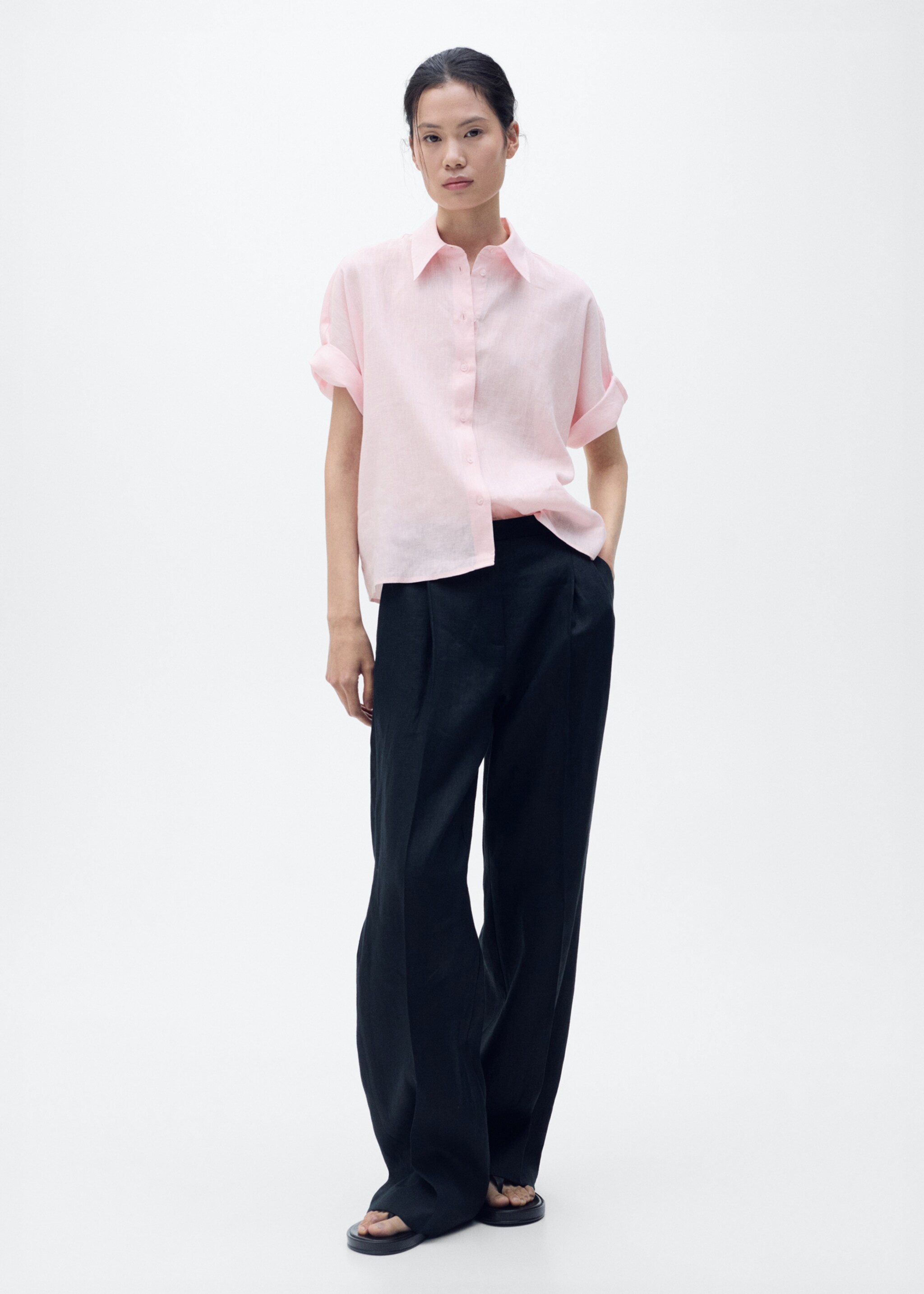 Short sleeve linen-blend shirt - General plane