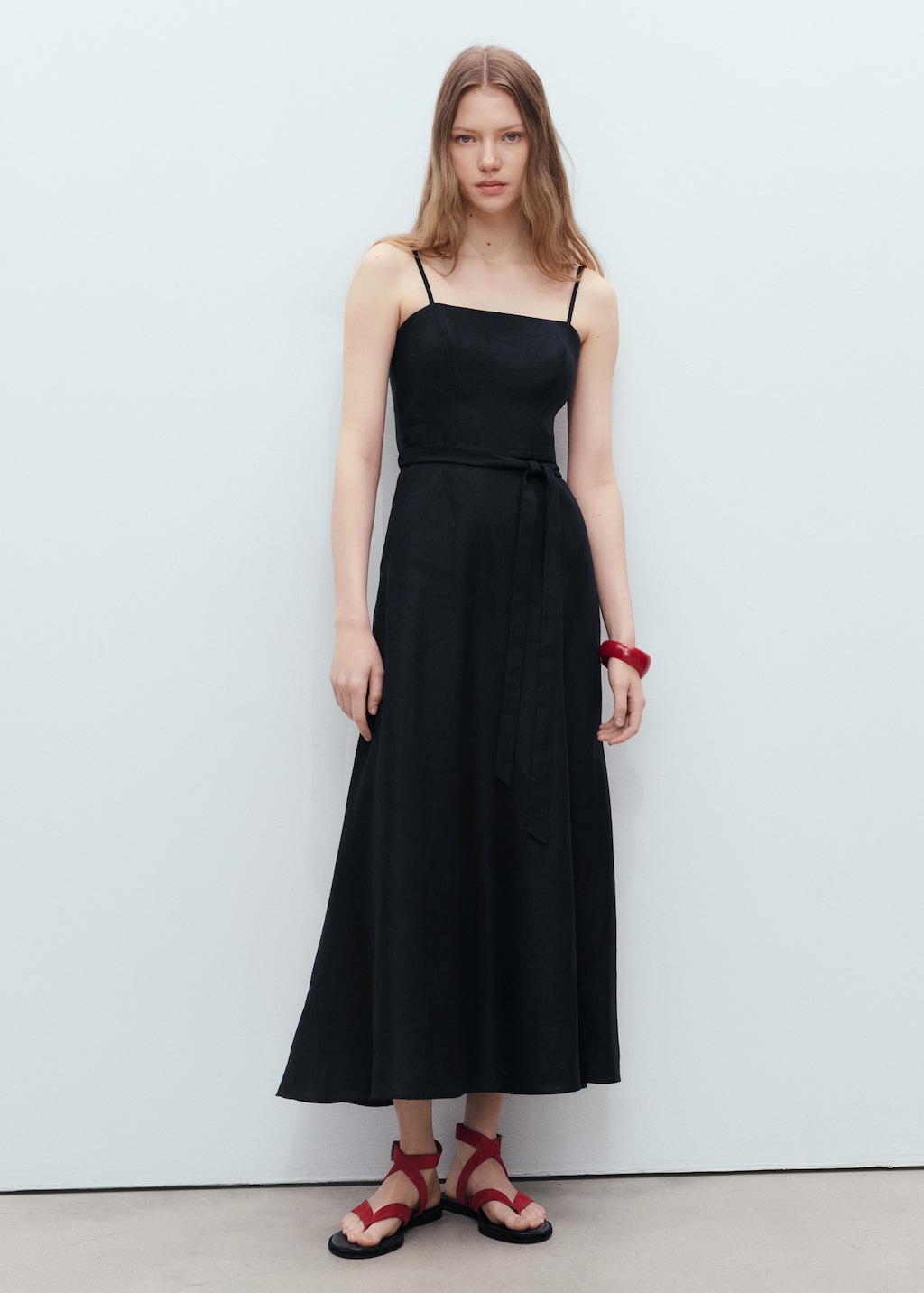 Bow linen-blend dress - image 2
