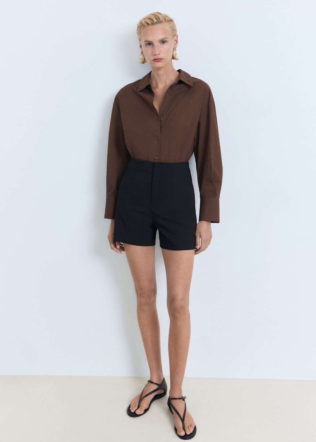 High-waist straight shorts