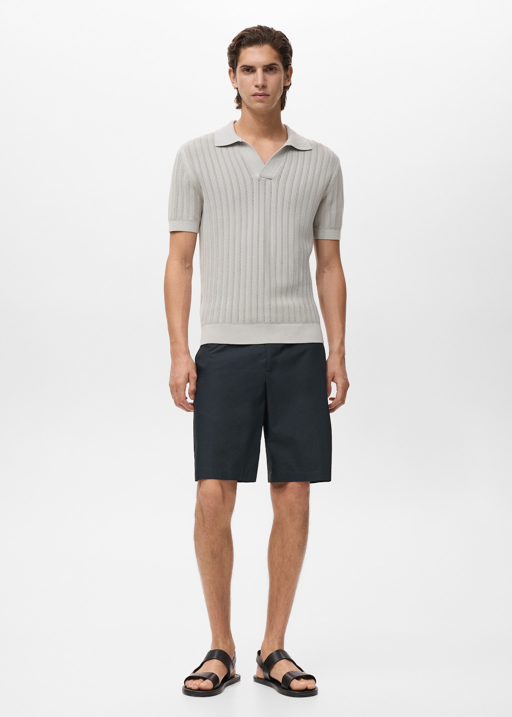 【BAON】Manaco Number Stitch Bermuda Cotton Pants Cotton bermuda shorts with an interior elastic band - Men