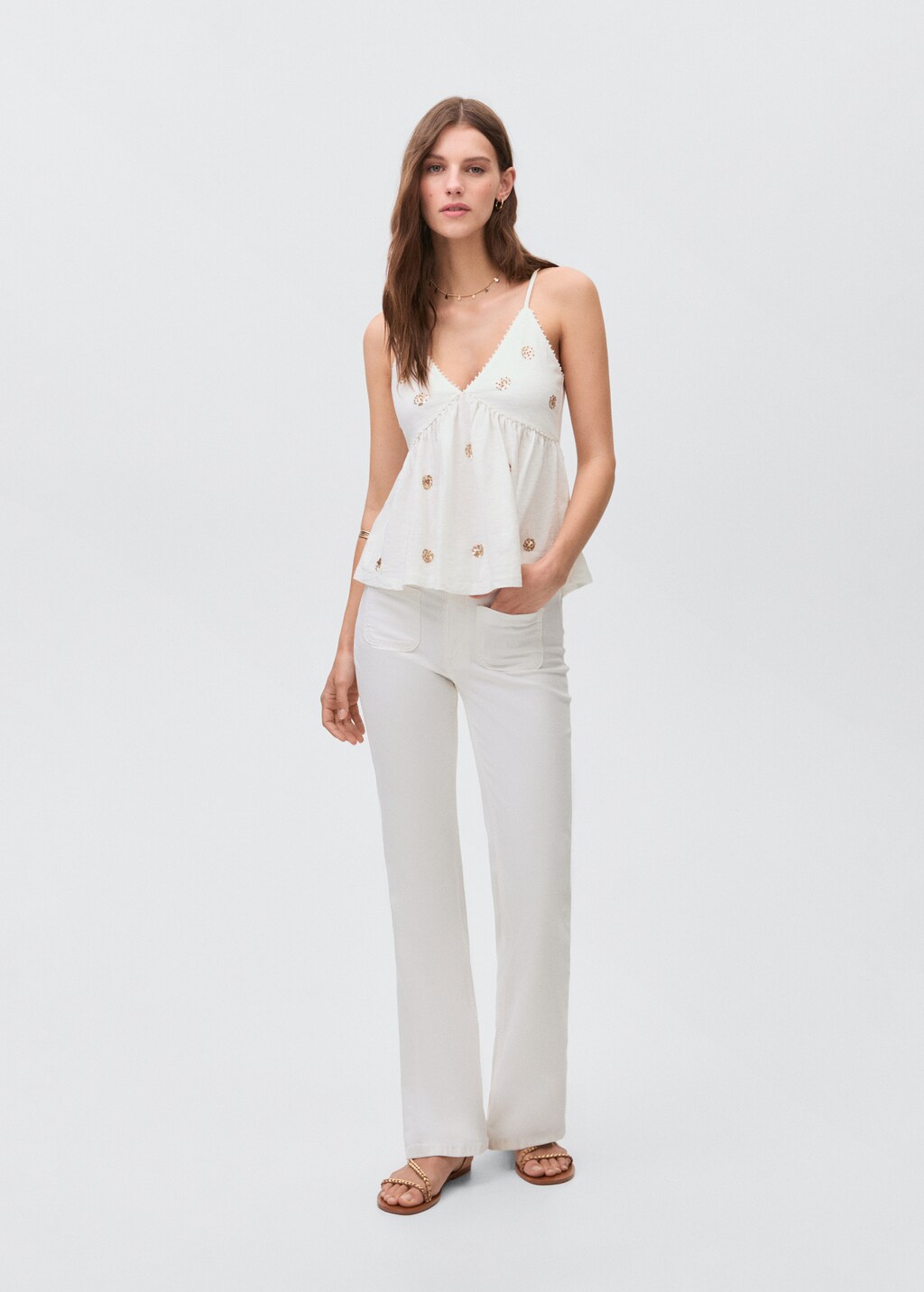 トップス 00s Share Spilit Hand Embroidery Top Sequin embroidery top - Teen | MANGO Canada