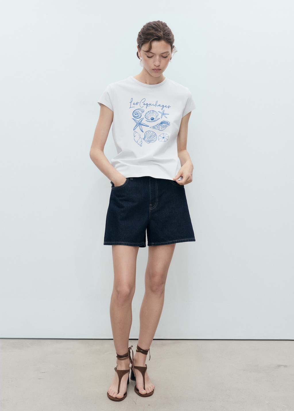 Printed cotton-blend t-shirt