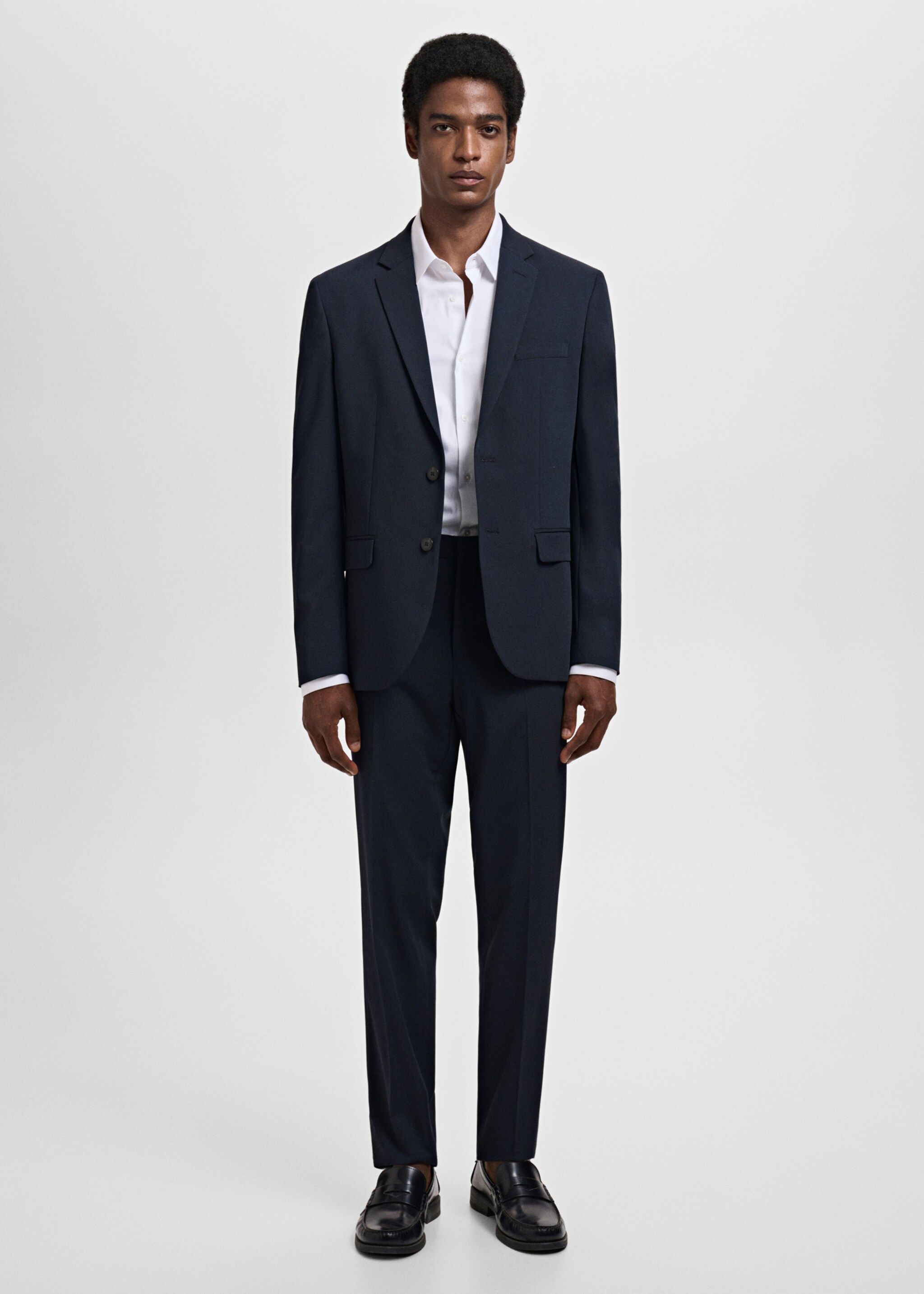 Camisa de fato slim fit de algodão - Plano geral
