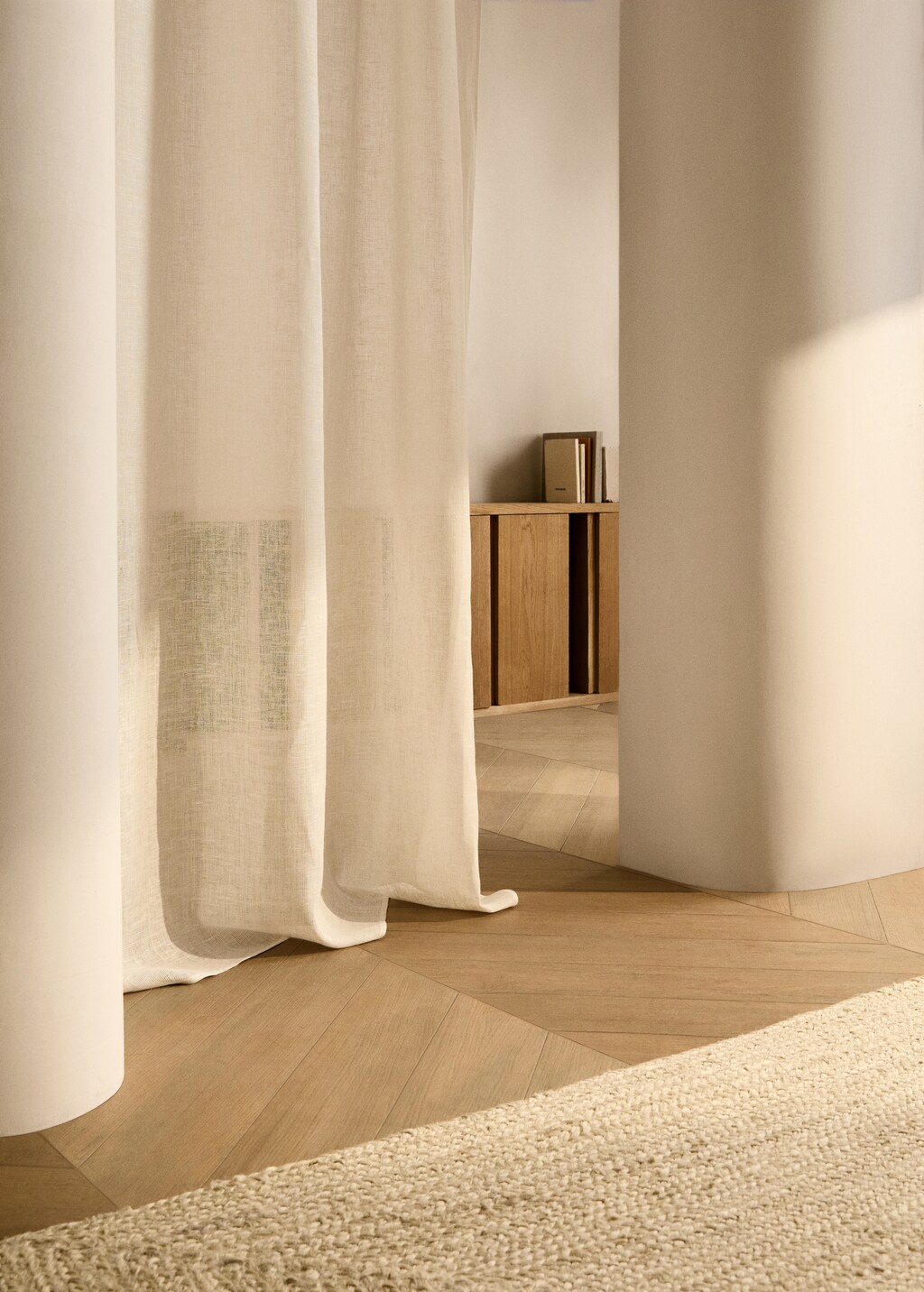 Low opacity net linen curtain - Home | MANGO Greece
