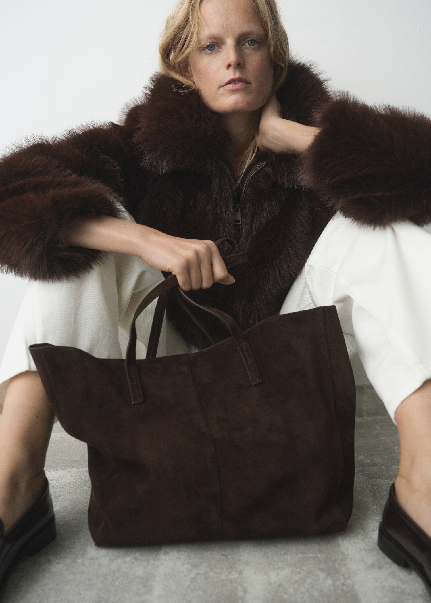 Bolso shopper piel serraje - Plano general