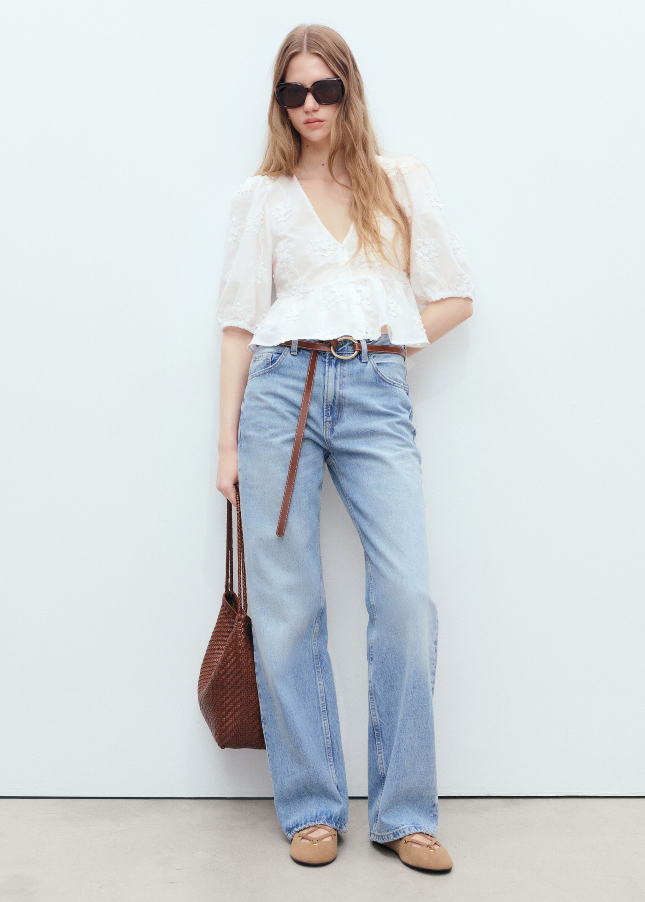 Cotton embroidered blouse - General plane