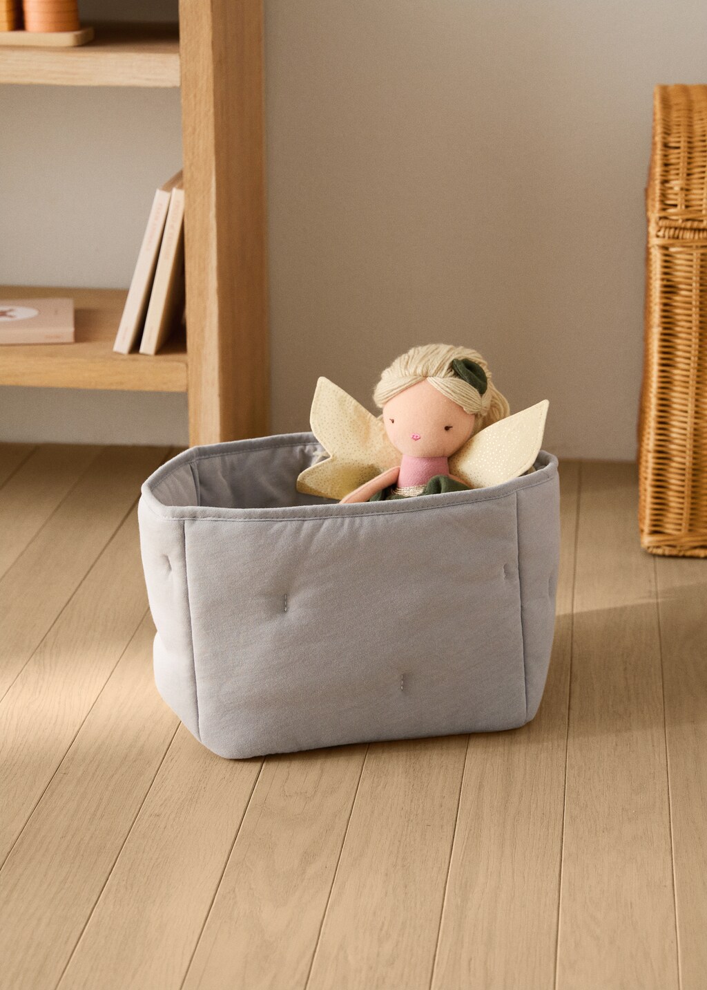 Medium quilted cotton basket