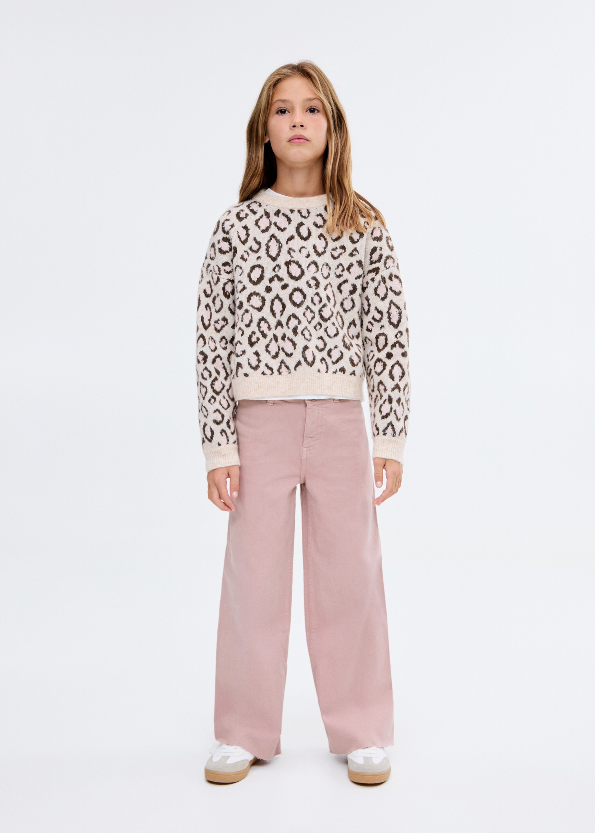 Wideleg low frayed hem jeans - General plane, Pink. Ref: 17082534-00.