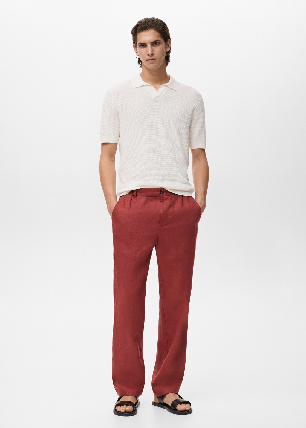 100% linen pants with elastic waistband