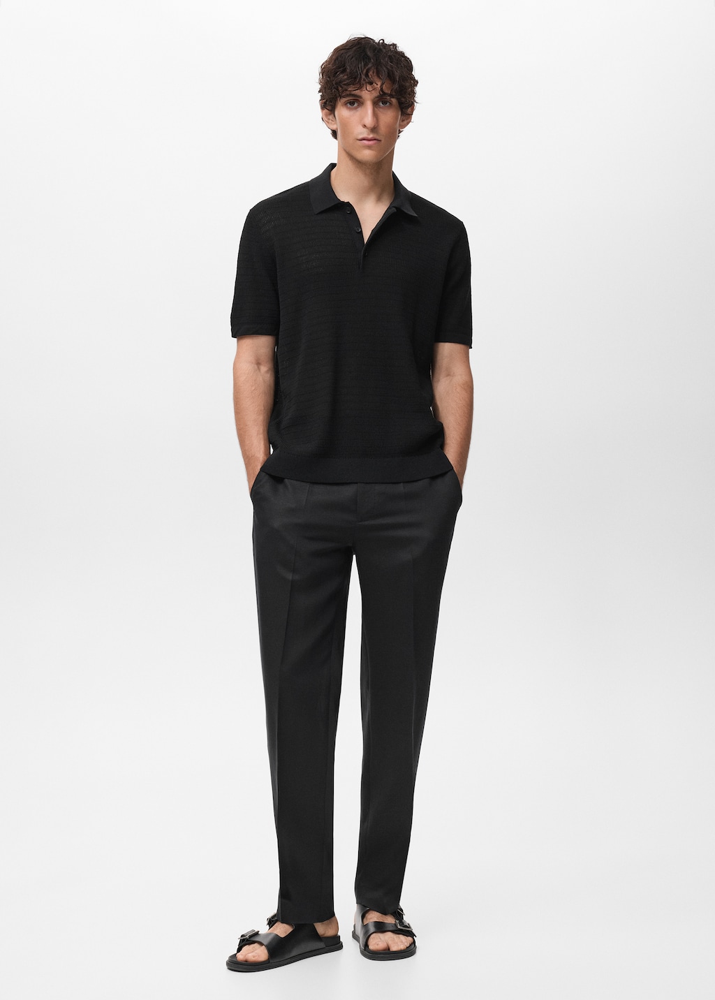 Fine-knit cotton polo shirt