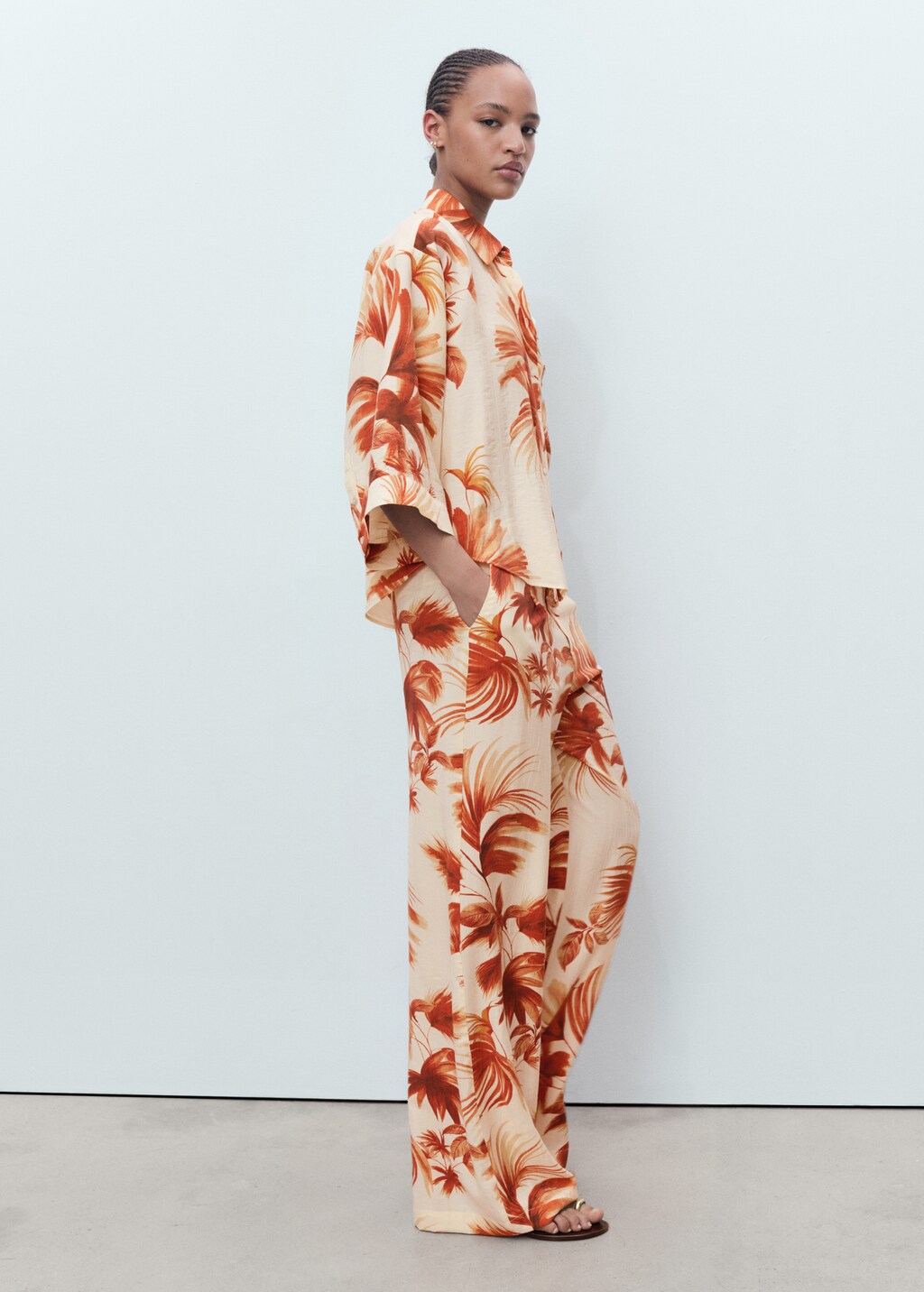 Straight-leg pants with palm tree print - image 2
