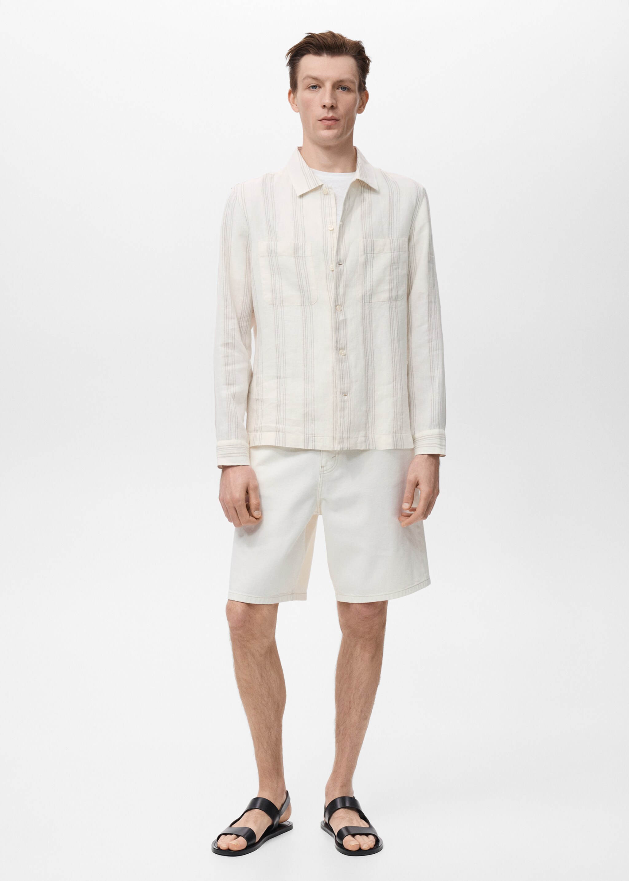 Striped linen overshirt - General plane