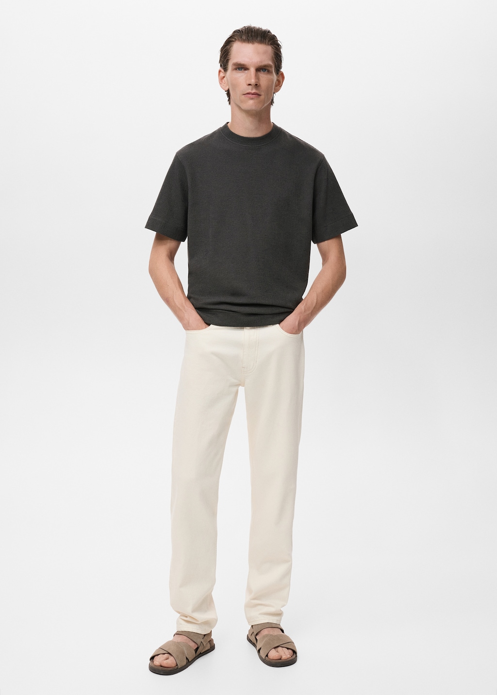 Textured cotton T-shirt