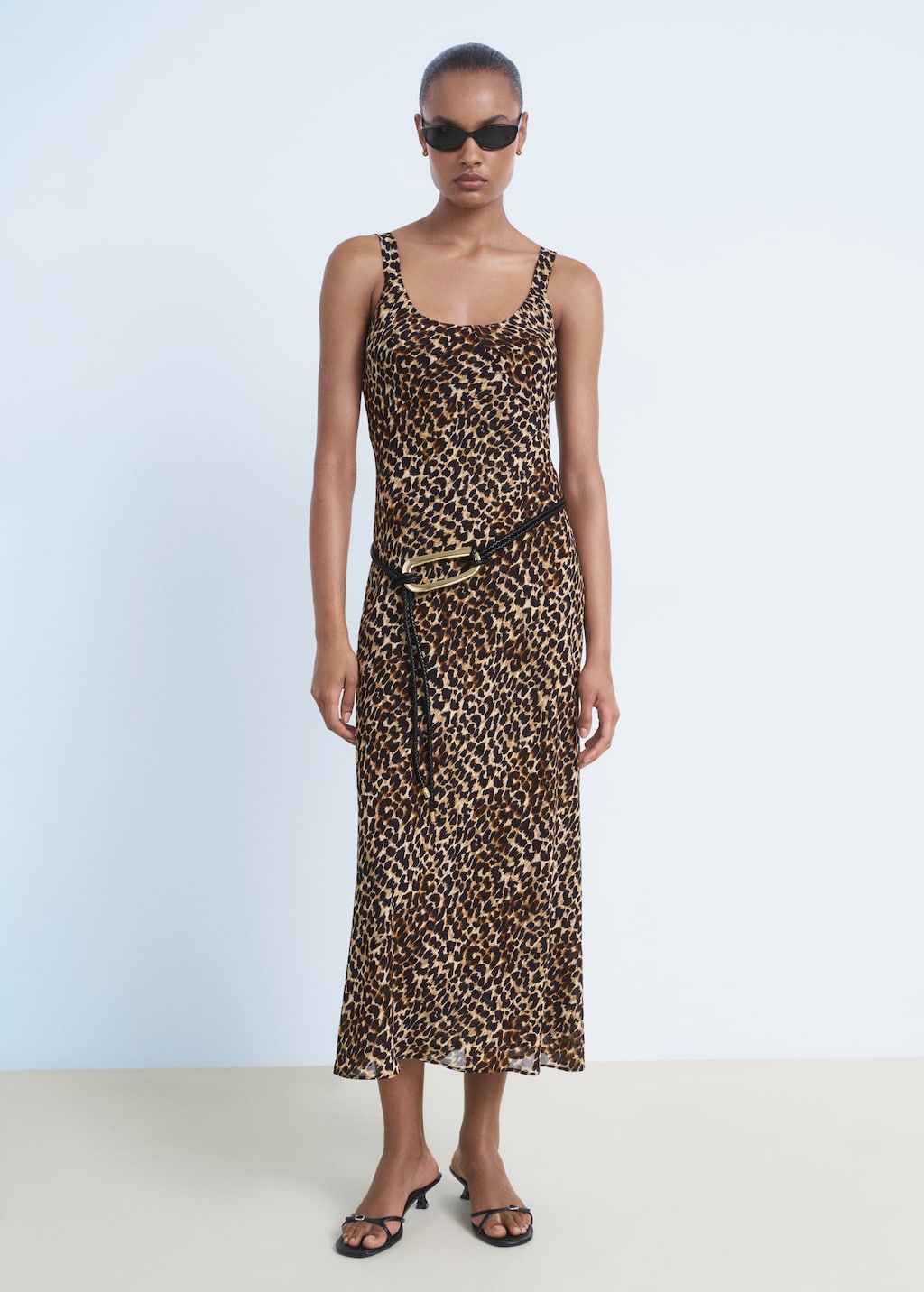 Mango Leopard midi dress