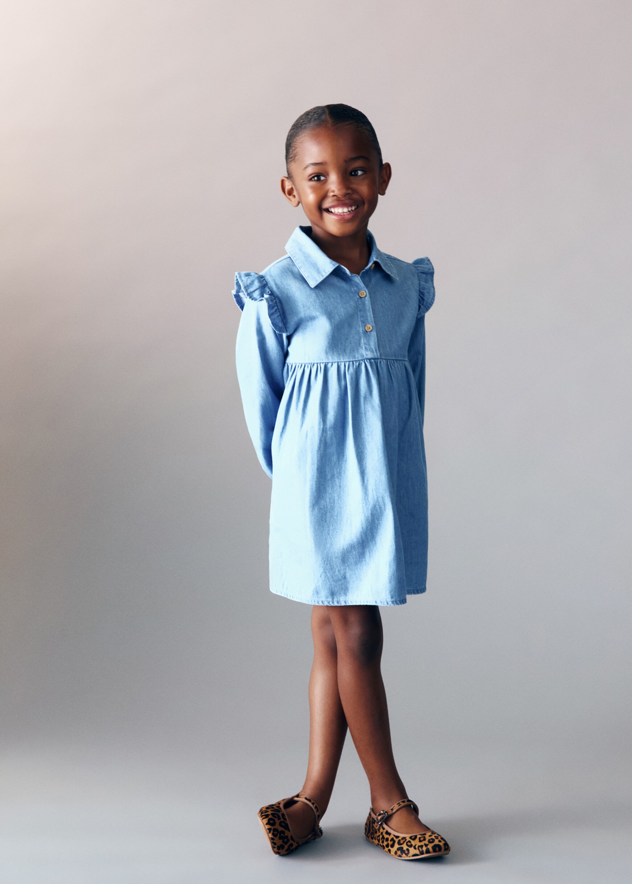 Ruffled denim dress - General plane