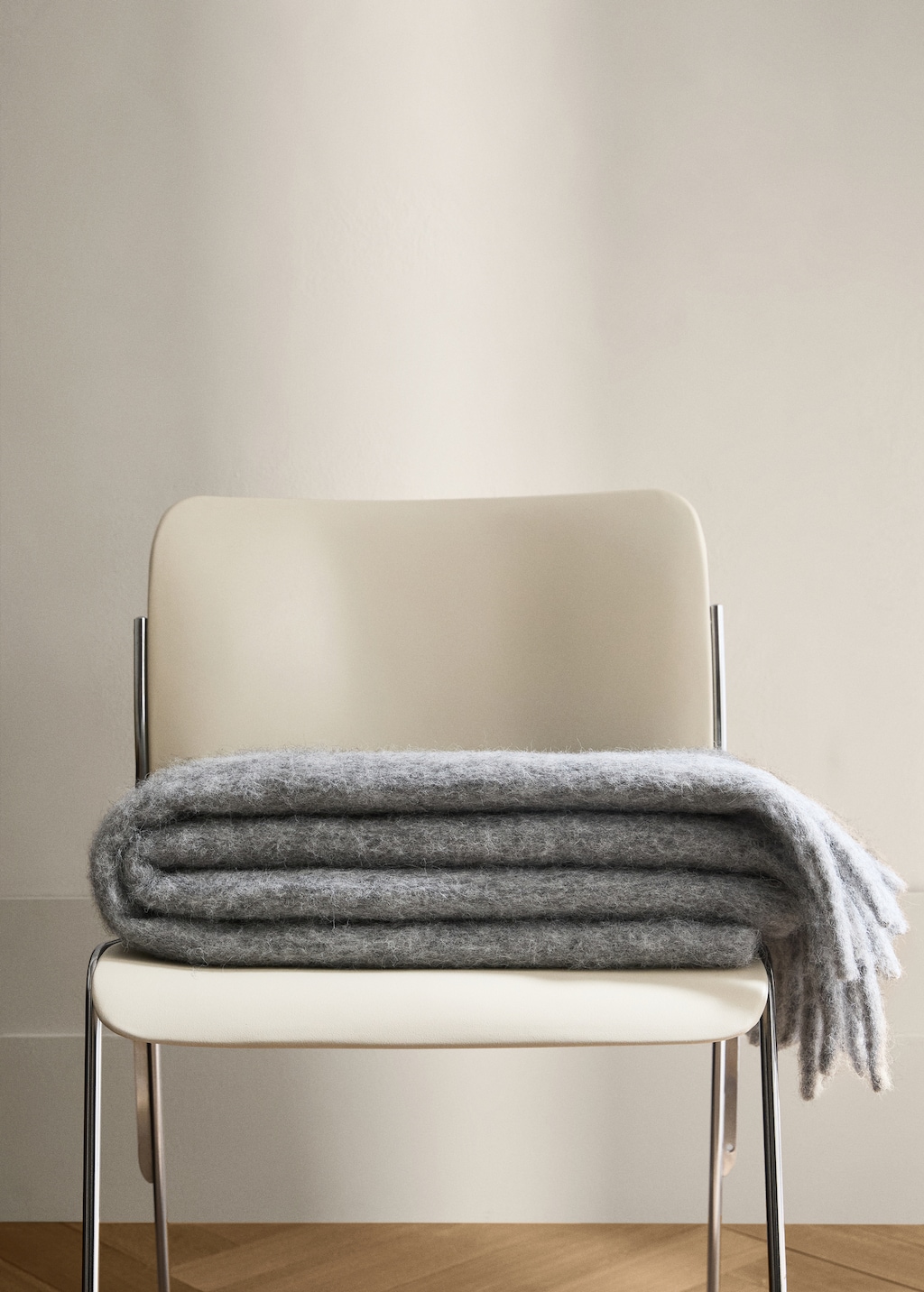 Carded wool blend melange throw