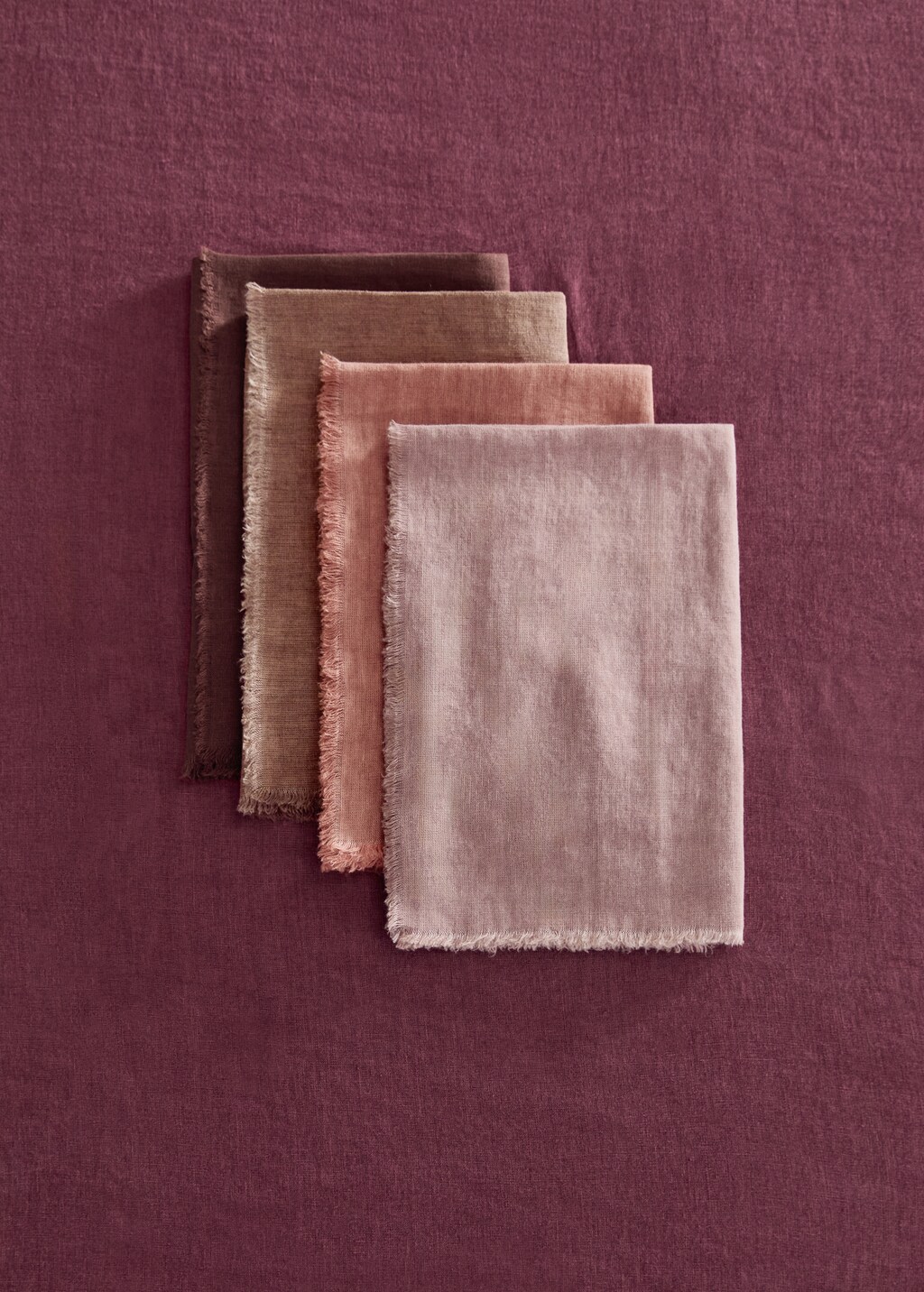 Linen napkins with frayed edges