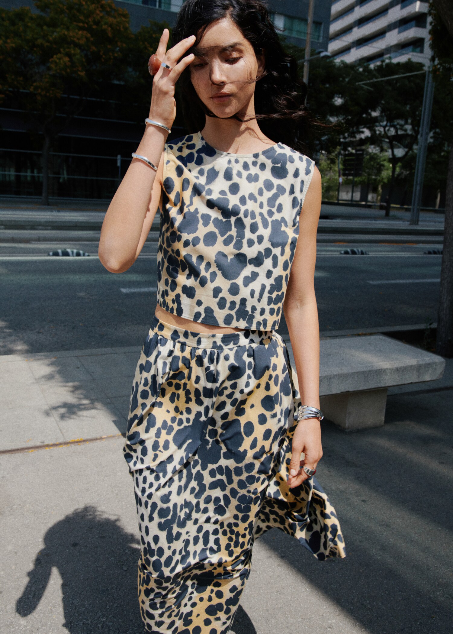 Animal print cotton crop top - General plane