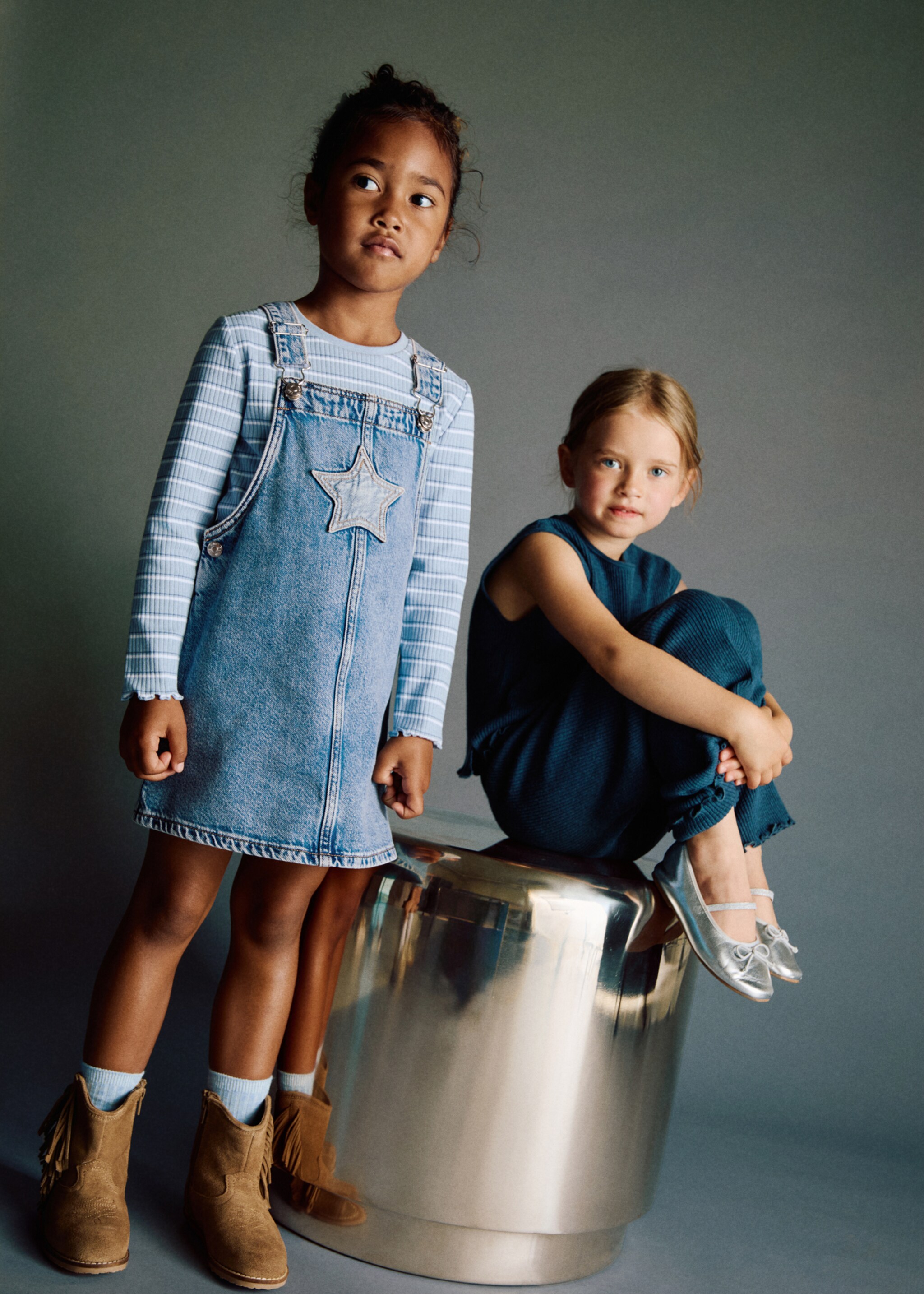 Denim pinafore with stars - General plane, Medium Blue. Ref: 17083795-00.