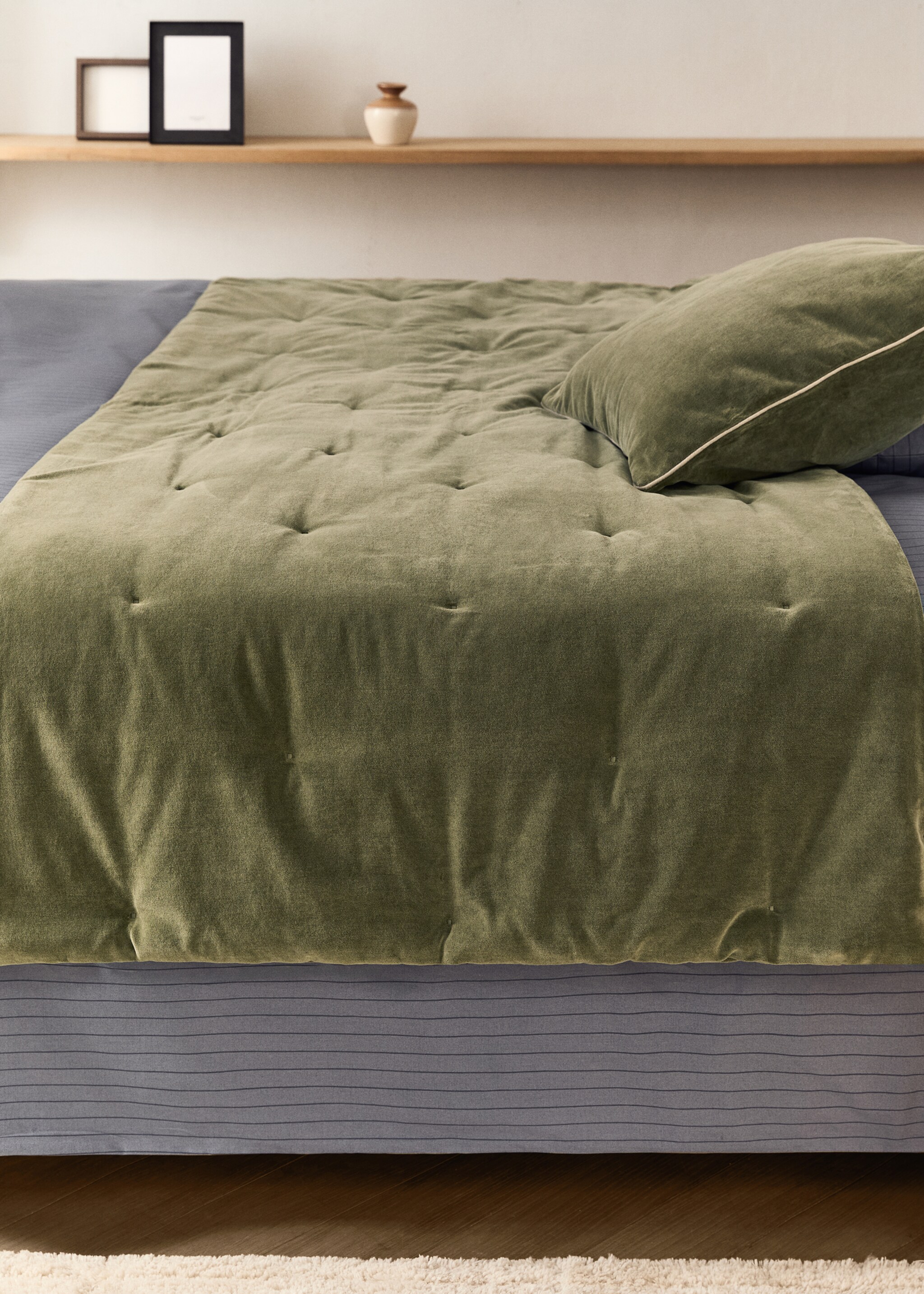 Cotton velvet bedspread for end of bed 85x200 cm - General plane