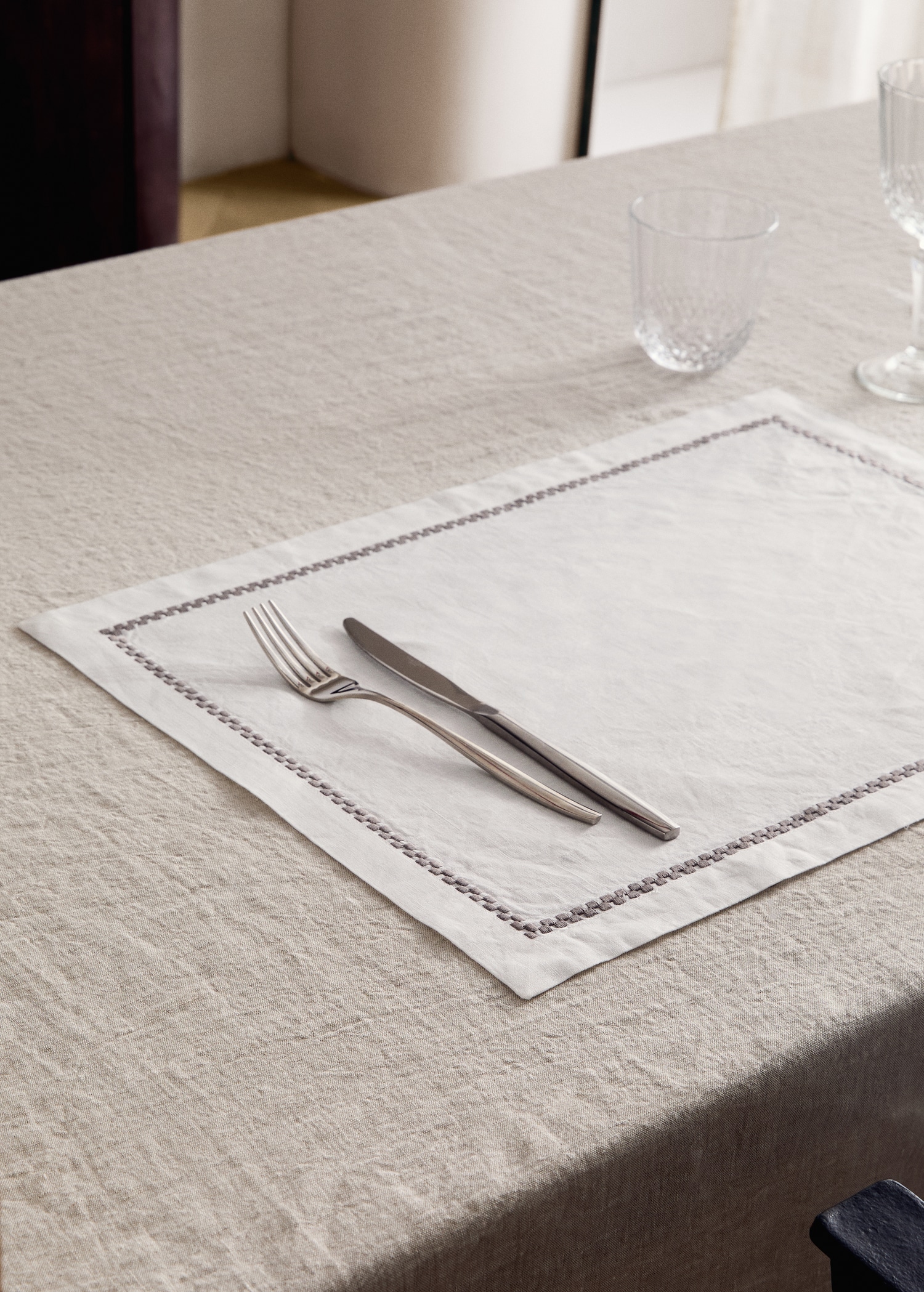 100% linen placeholder with embroidered detail - General plane