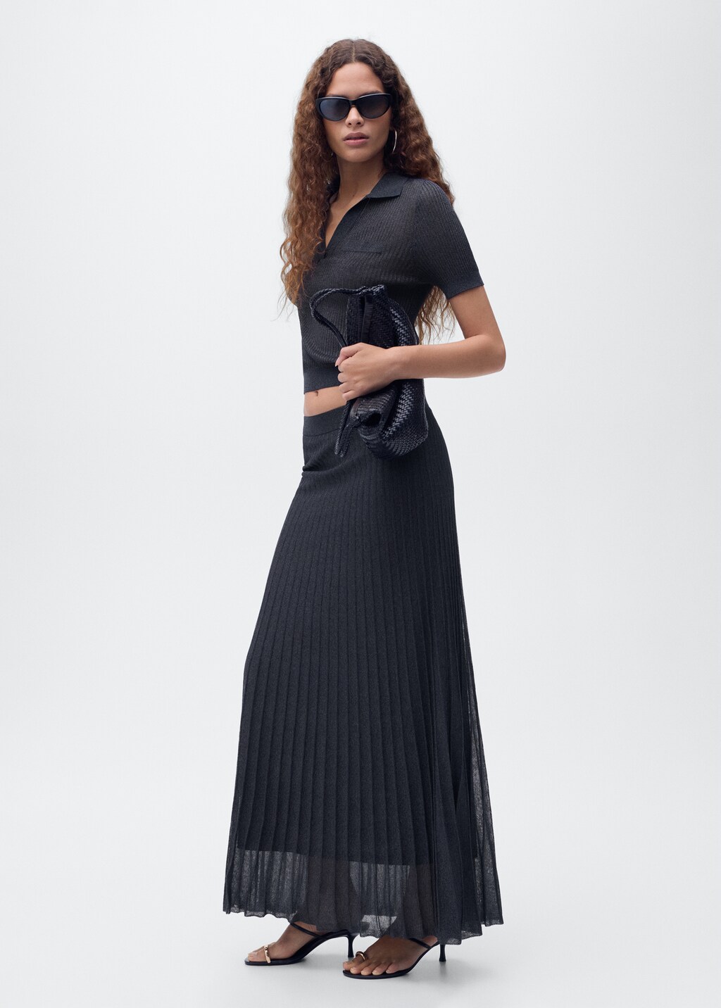 Lurex knitted V-neck sweater