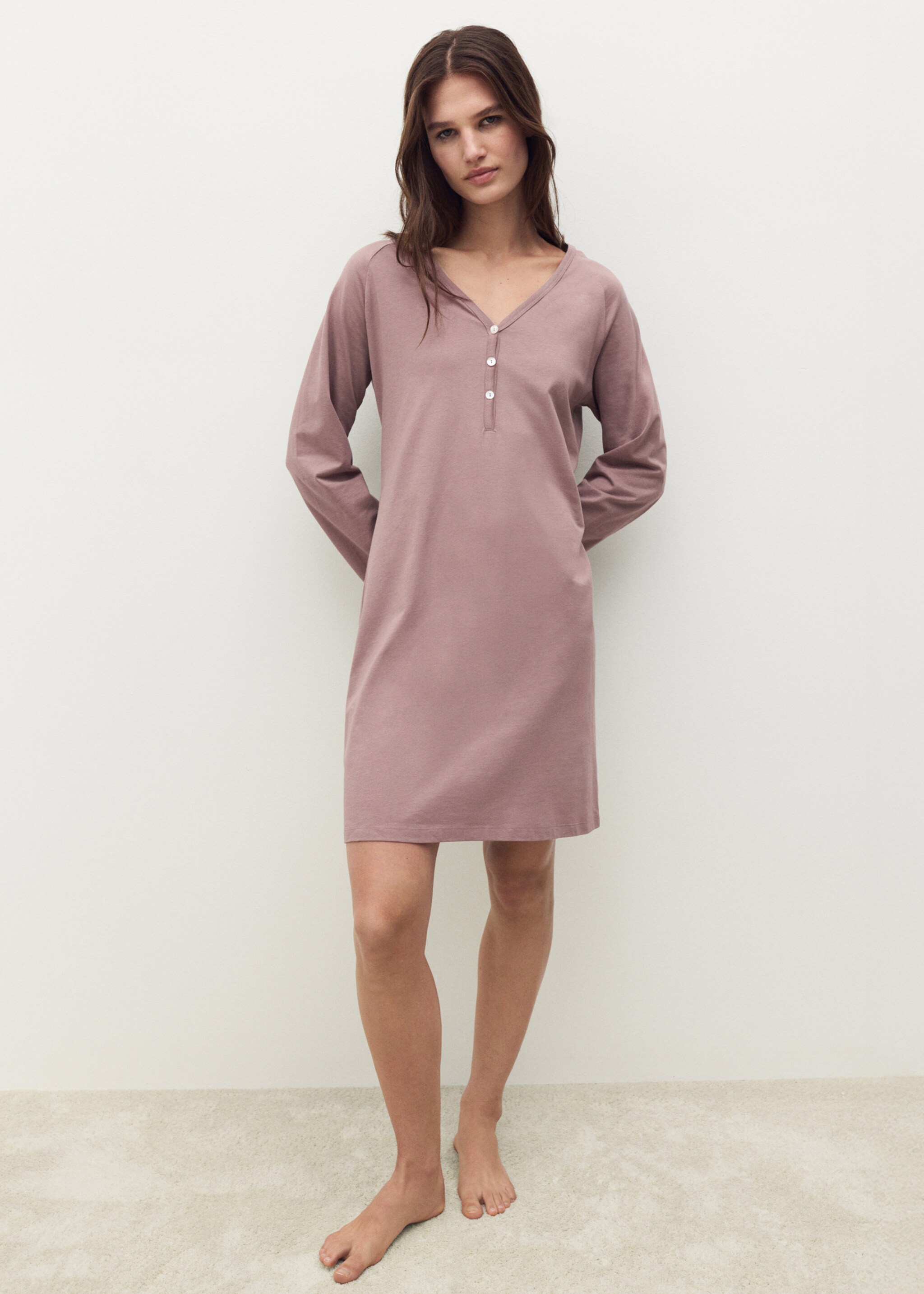 Nuisette coton détails boutons - Plan général