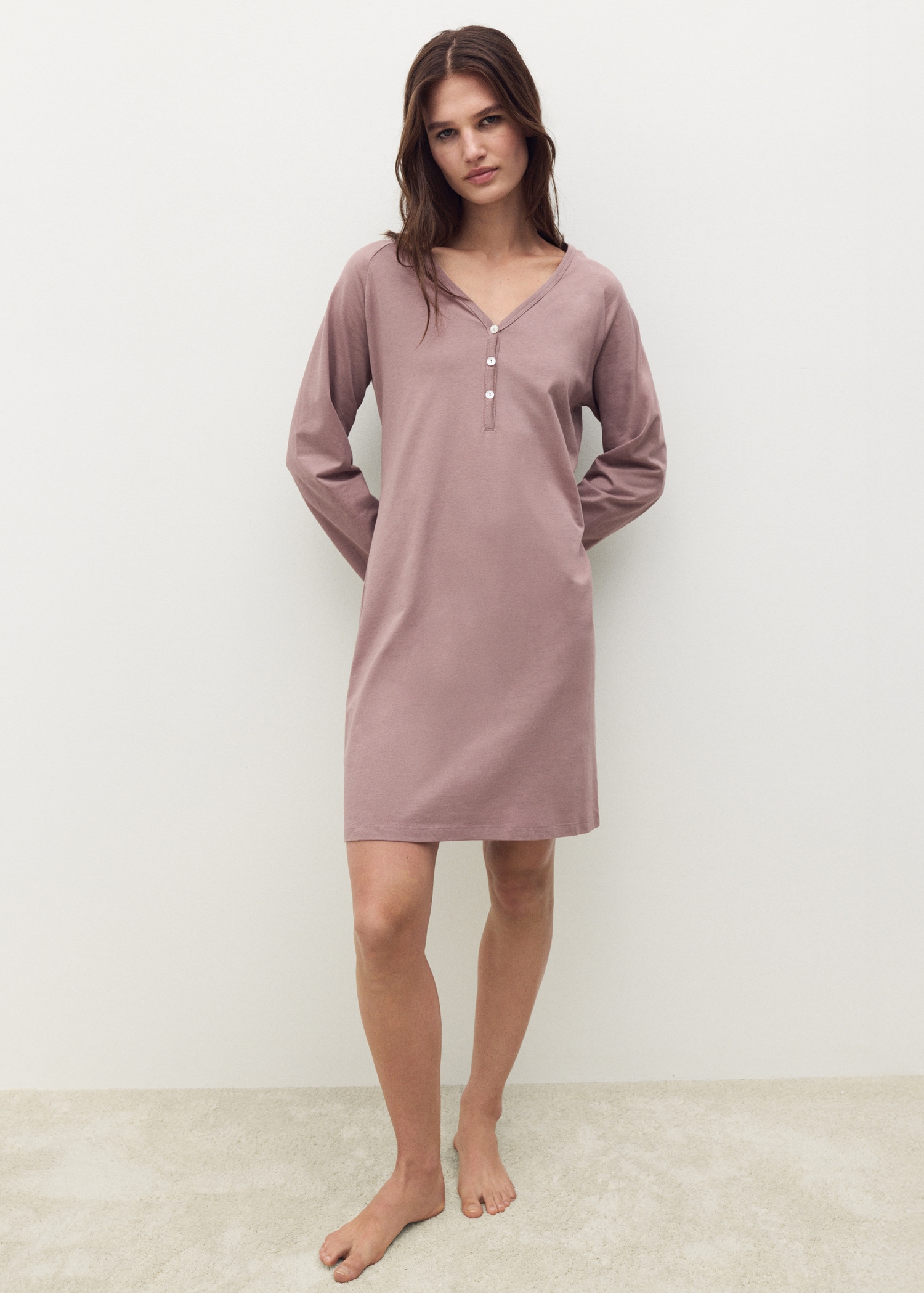 Nuisette coton détails boutons - Plan général