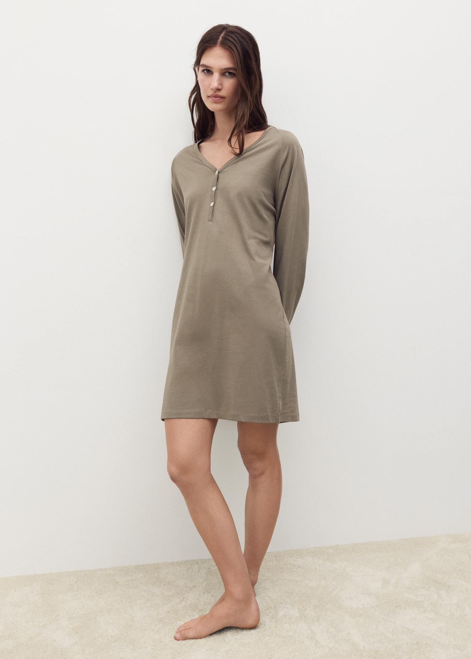 Nuisette coton détails boutons - Plan général