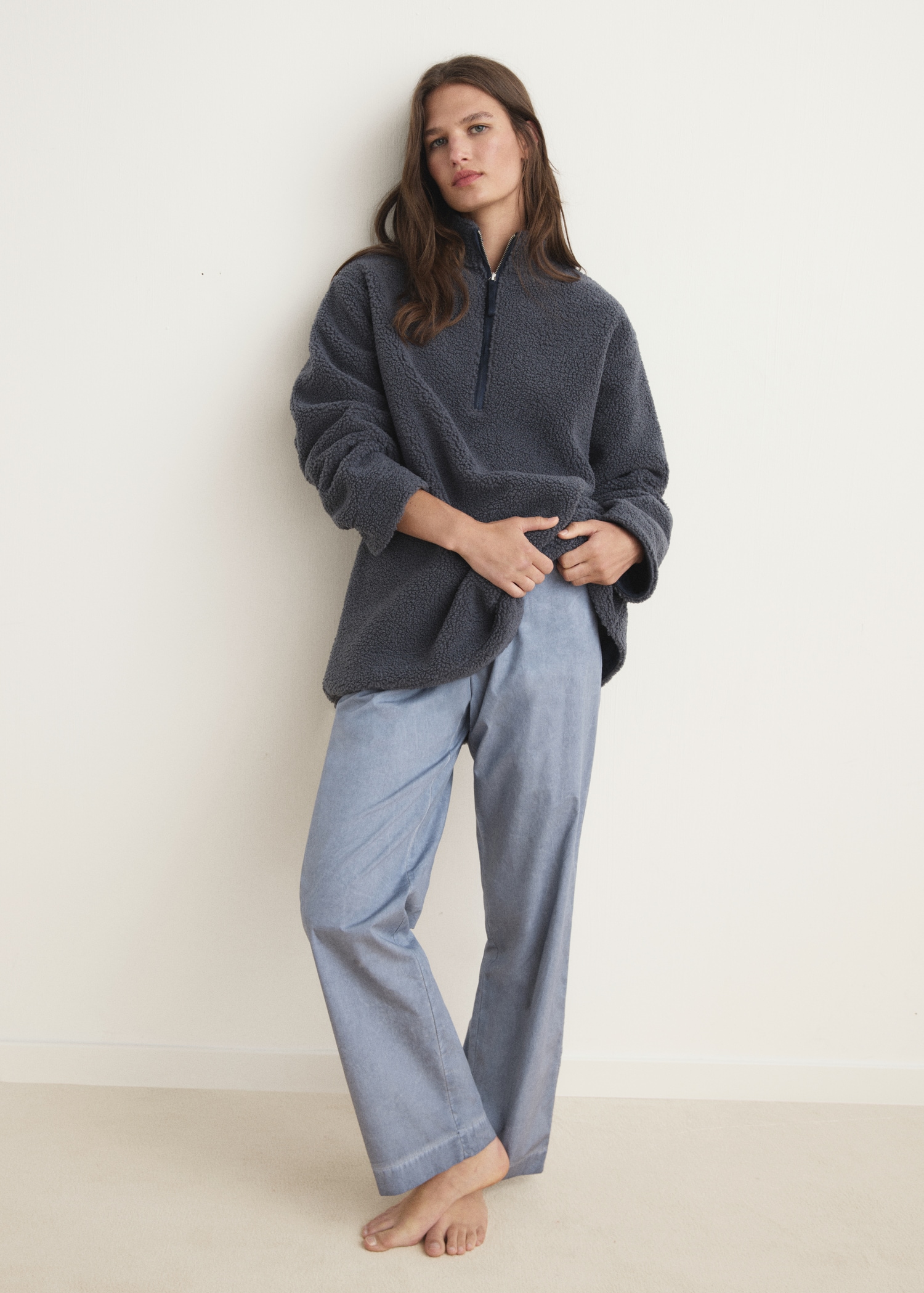 Fleece sweatshirt with zip Women MANGO United Kingdom