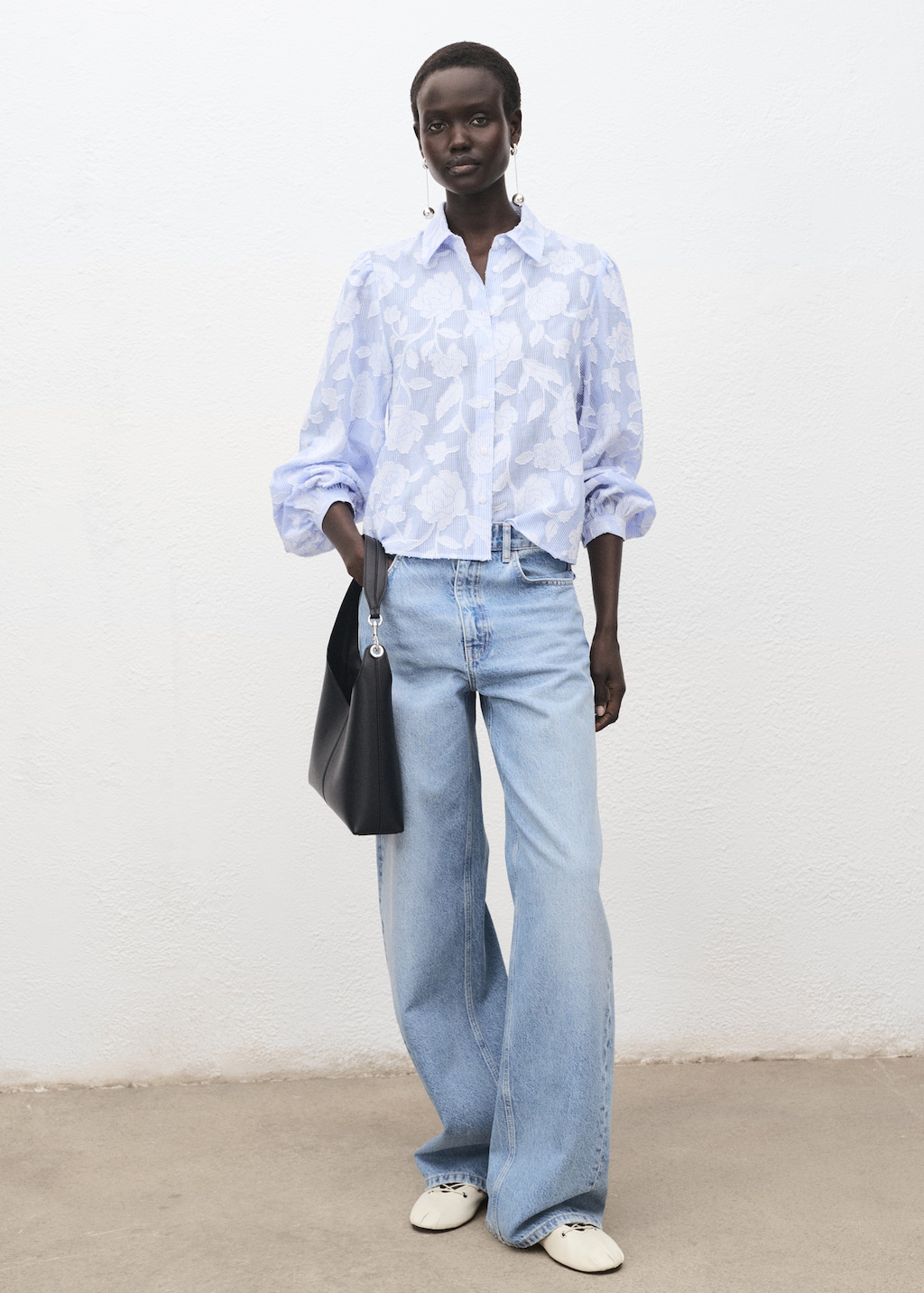 Mango Striped shirt with embroidered details