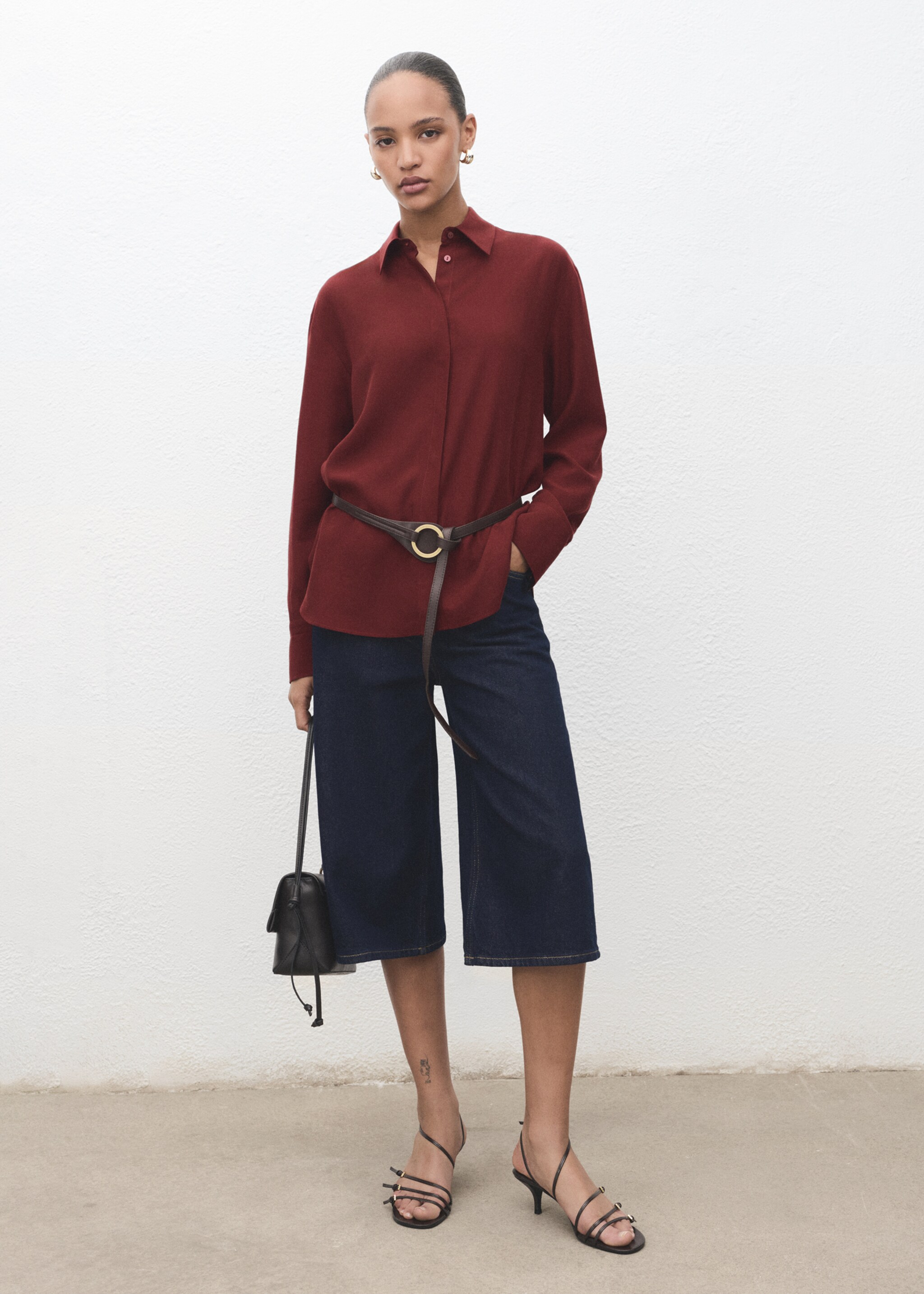 Lyocell shirt with hidden buttons - General plane, Russet. Ref: 17084140-00.
