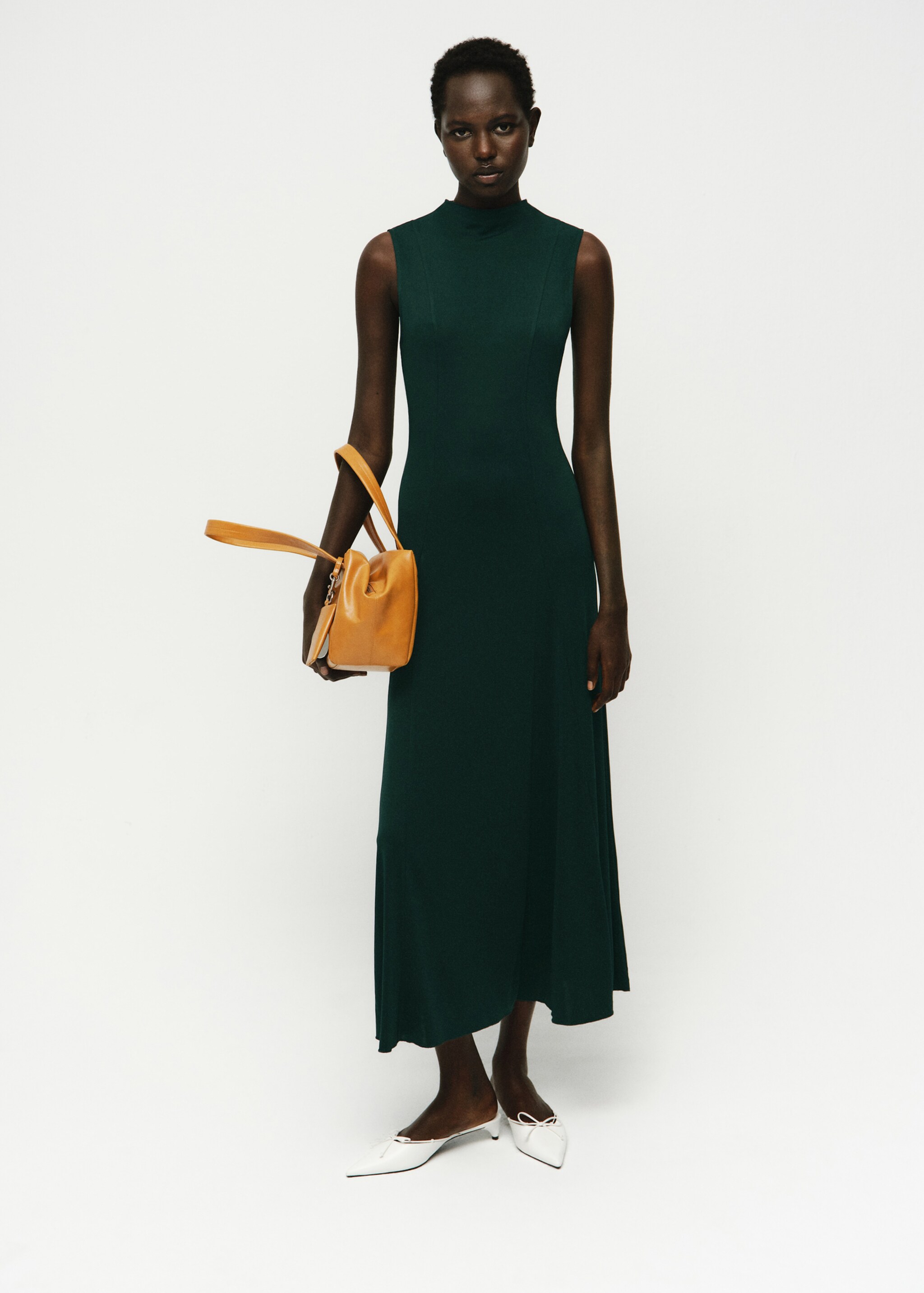 Midi godet dress - General plane, Dark Green. Ref: 17084143-00.