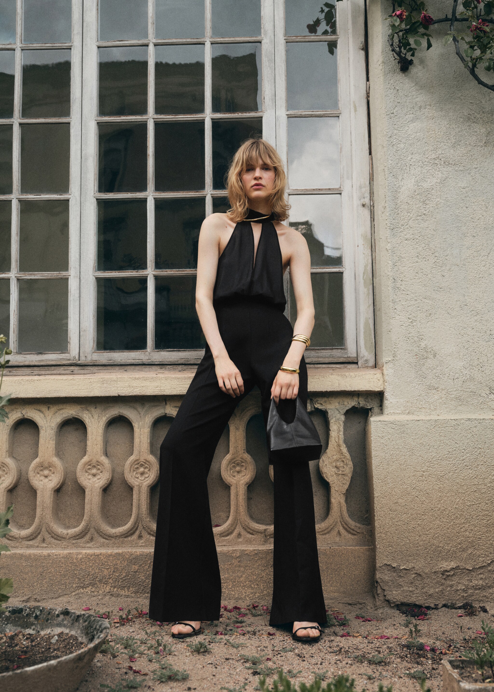 Halter neck scarf jumpsuit - Piano generale, Nero. Ref: 17084144-00.