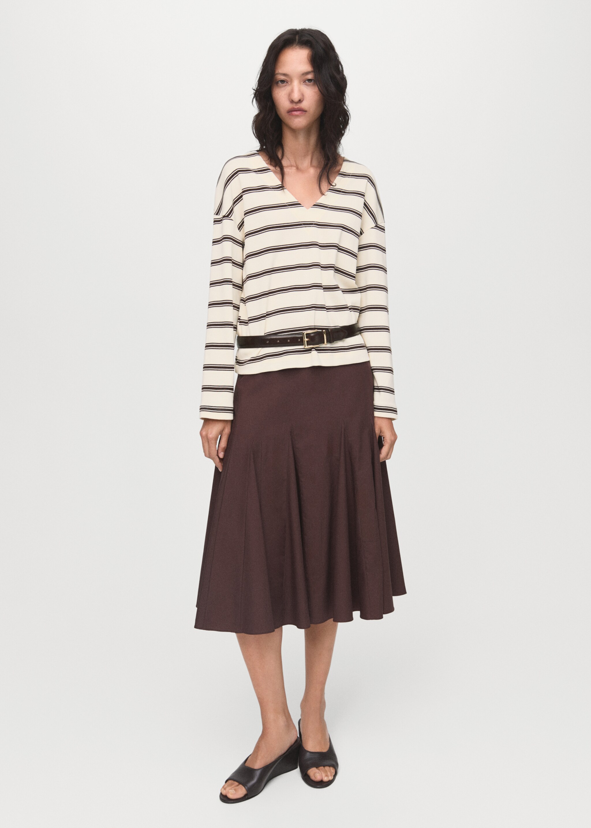 Striped cotton-blend sweatshirt - General plane, Ecru. Ref: 17084145-00.