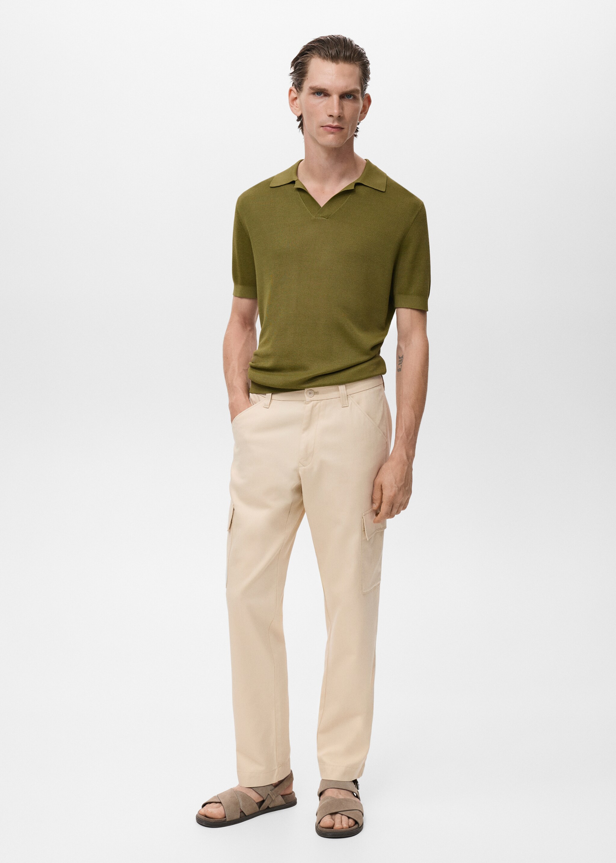 Cotton and lyocell cargo pants - General plane, Beige. Ref: 17084404-00.