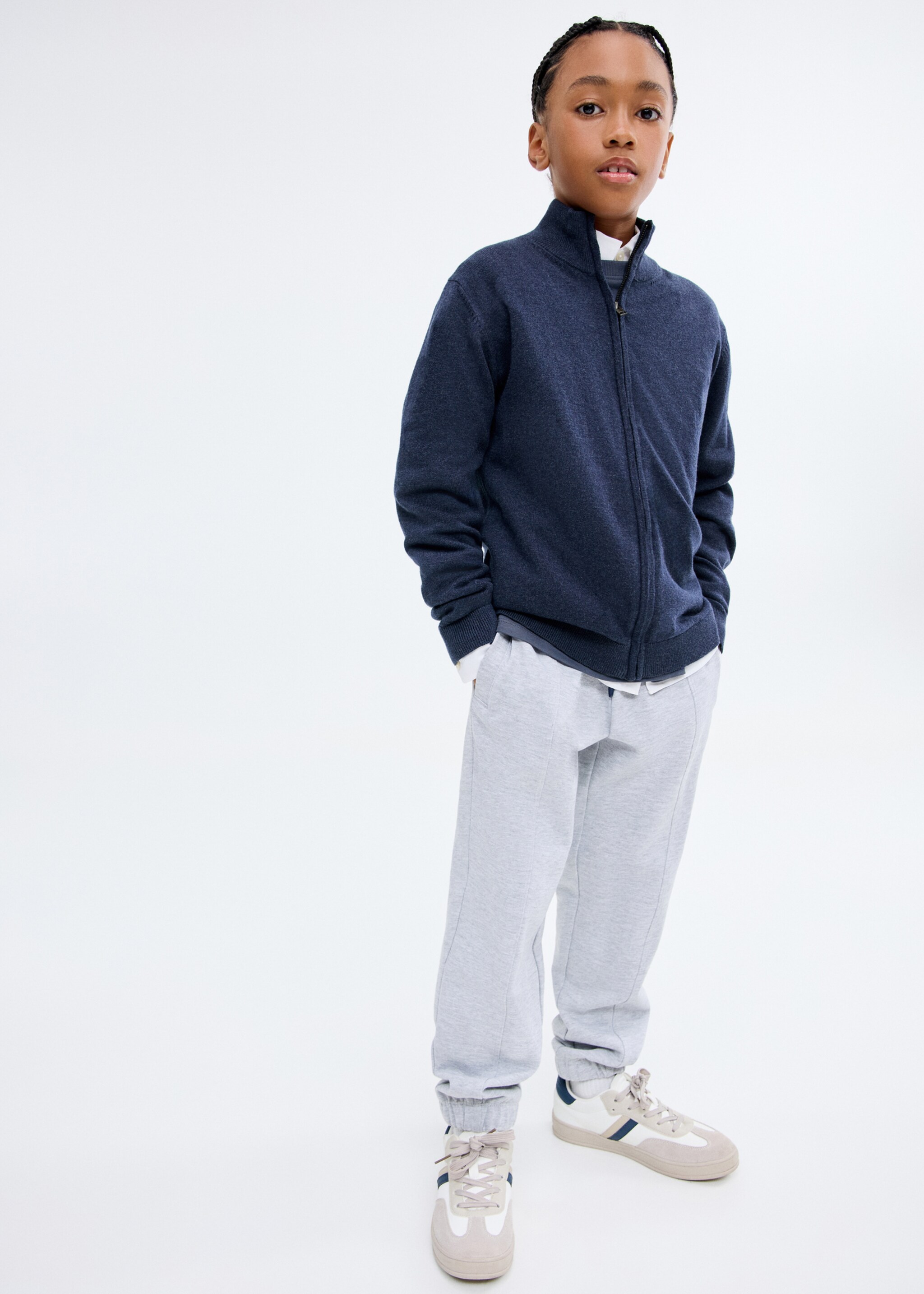 Zipped knit cardigan - General plane, Navy. Ref: 17084413-00.